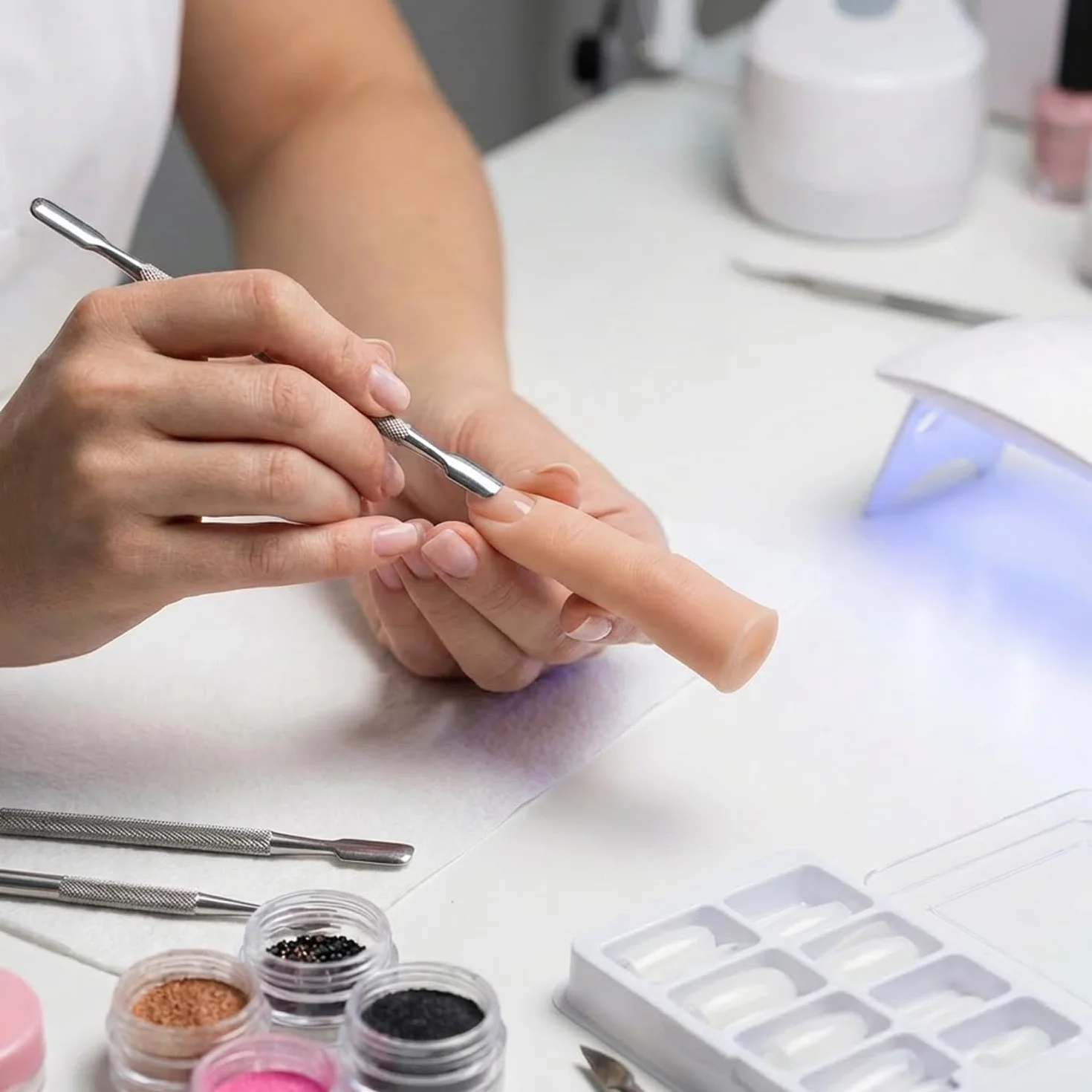 Silikonowe palce do ćwiczeń dłoni, trening paznokci, zginany elastyczny silikonowy model do ćwiczeń palców, silikonowy palec, do paznokci akrylowych, manicure, sztuka, tryb palców, 2 szt., kolor skóry