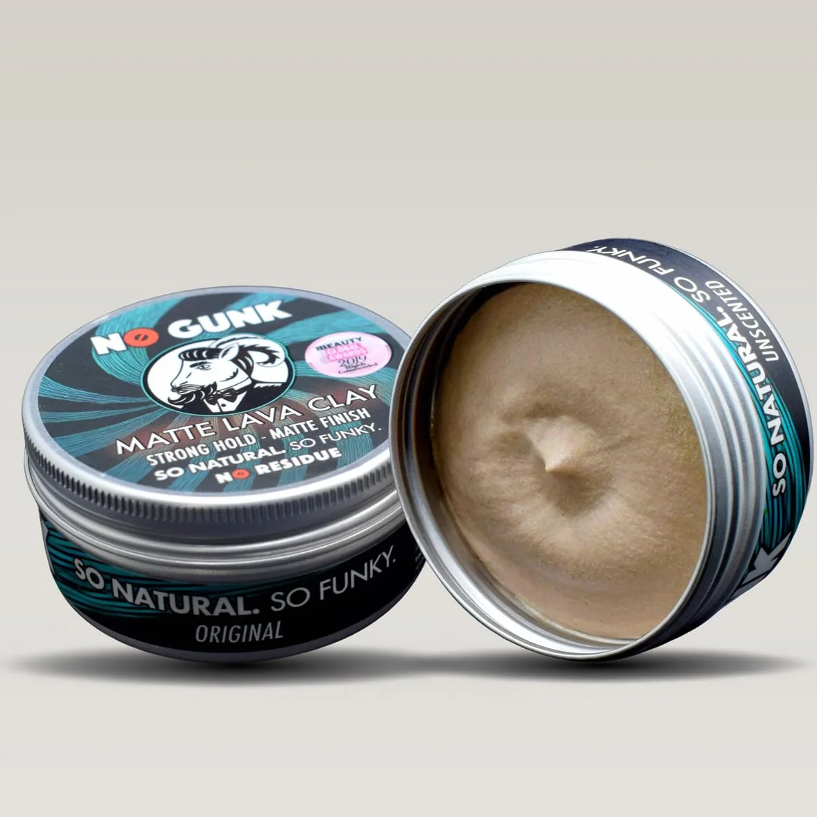 NO GUNK 100% naturalny wosk do włosów matowy/pasta do włosów – mocna przyczepność – tylko z naturalnymi i ekologicznymi składnikami – Matte Lava Clay (oryginalny, 50 g)