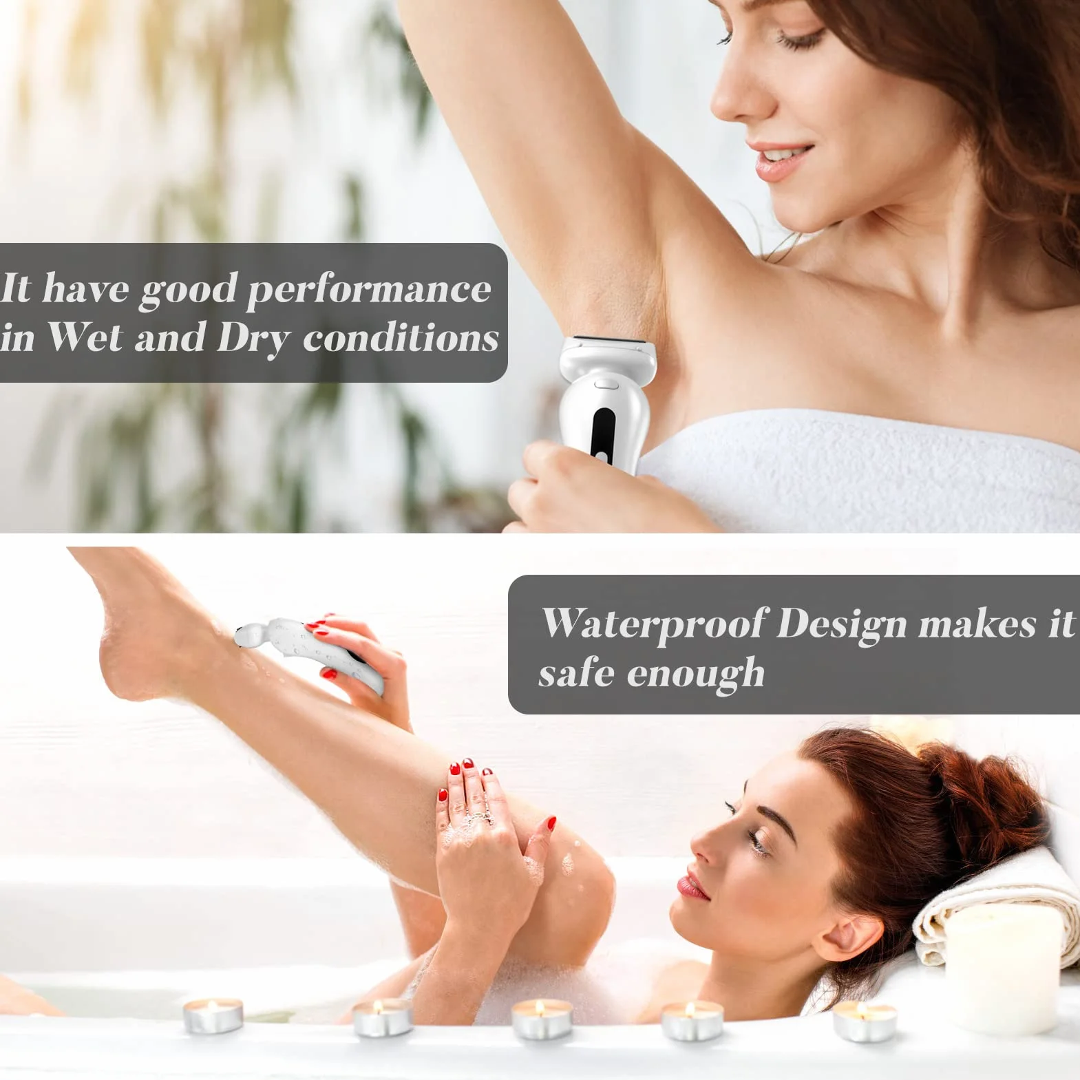 Ladyshaver elektryczna golarka damska z oświetleniem LED, elektryczna golarka damska, bezprzewodowa golarka na mokro i na sucho, do pach, nóg i strefy bikini, możliwość ponownego ładowania