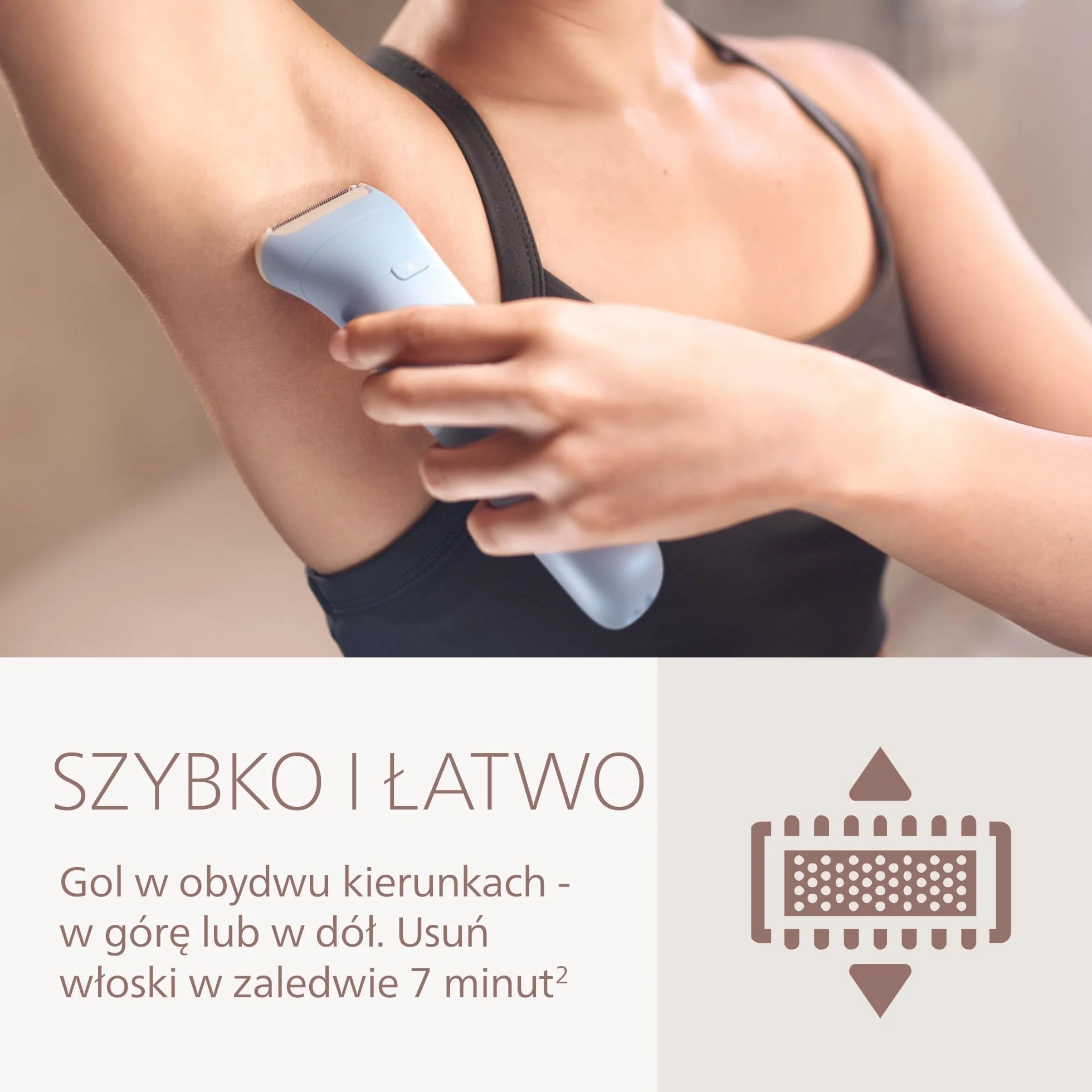 Philips golarka damska serii 6000 – bezprzewodowa, elektryczna golarka do golenia na mokro i sucho, z systemem trzech ostrzy, do nóg i ciała, czas pracy 80 minut, model BRL127/00