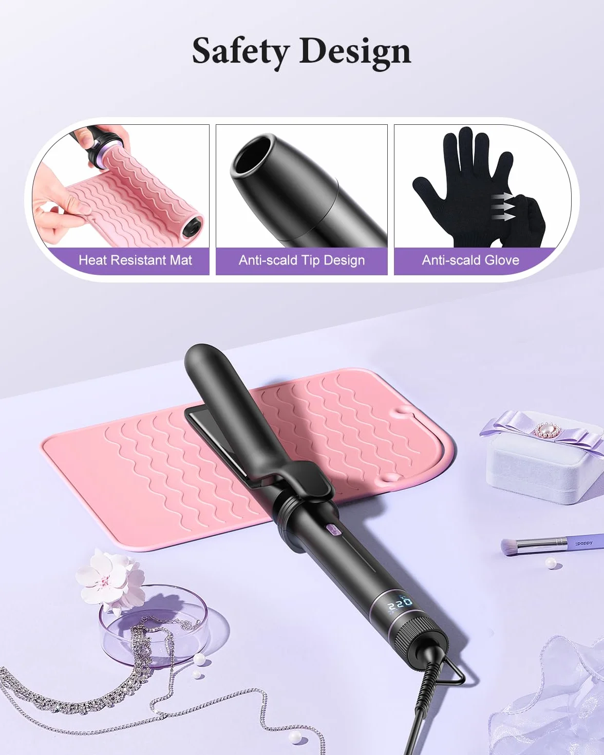 BESTOPE PRO, zestaw lokówek 5 w 1 z prostownicą, szczotka termiczna, 3 ceramiczne lokówki (9 mm-25 mm) do szerokich loków, 13 temperatur