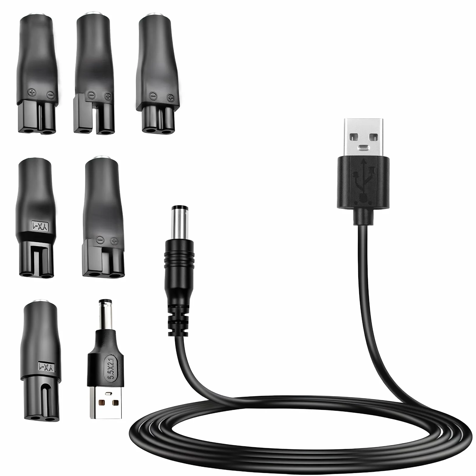 Powice 7 sztuk ładowarek do golarki 5 V, kabel sieciowy, adapter USB, zestaw do wymiany kabli ładowania, przyrządy kosmetyczne, elektryczne fryzjerów, oczyszczacze