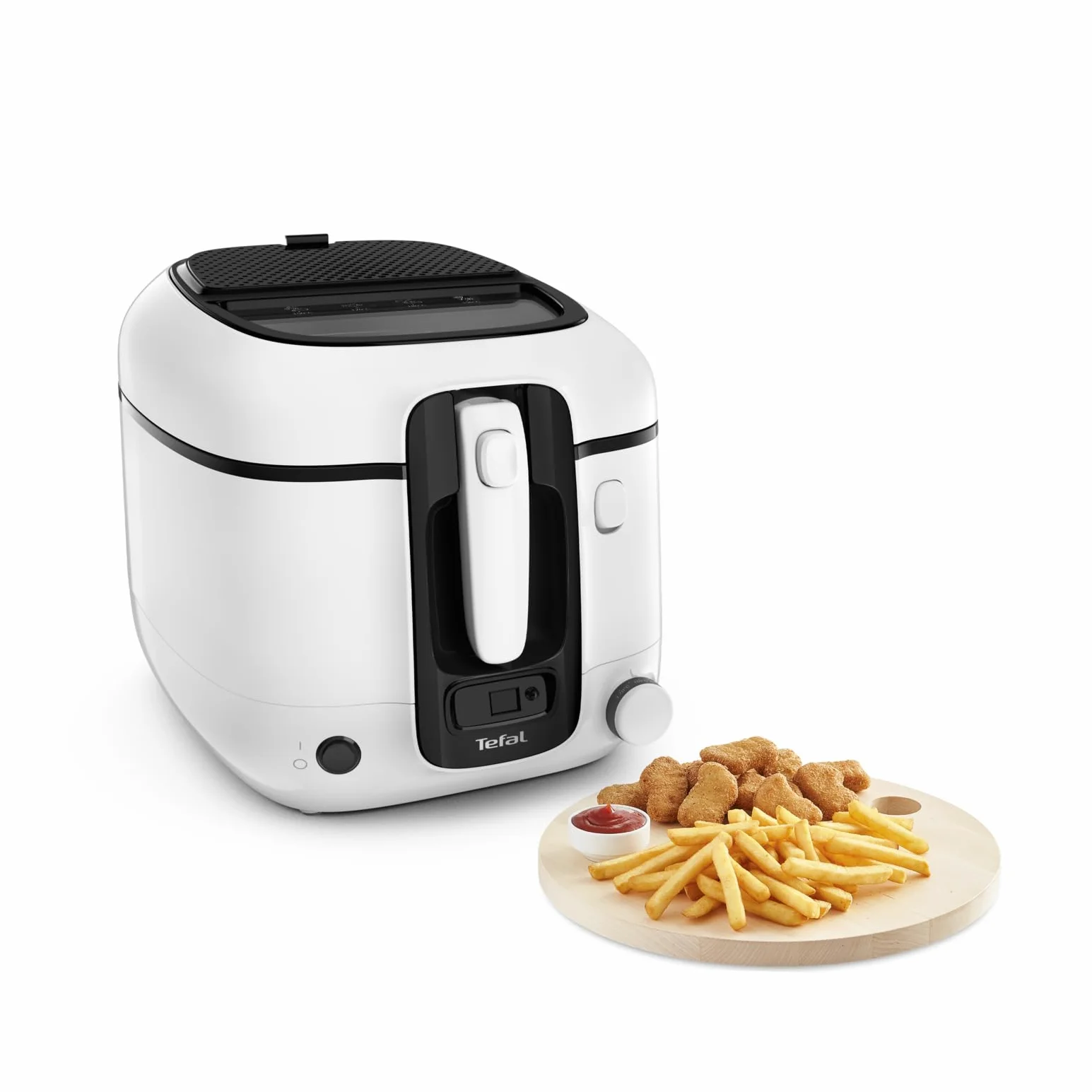 TEFAL FR3140 Super Uno Frytkownica, 1800W, pojemność 2,2L, filtr przeciwzapachowy, misa z nieprzywierającą powłoką, mycie w zmywarce, cyfrowy timer, okienko podgląd, regulowany termostat, biały/czarny