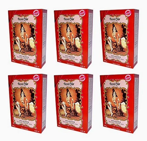 Henna Color Naturhaarfärbemittel Pulver Farbe Öko Mahagoni (acajou) 6 x 100 g