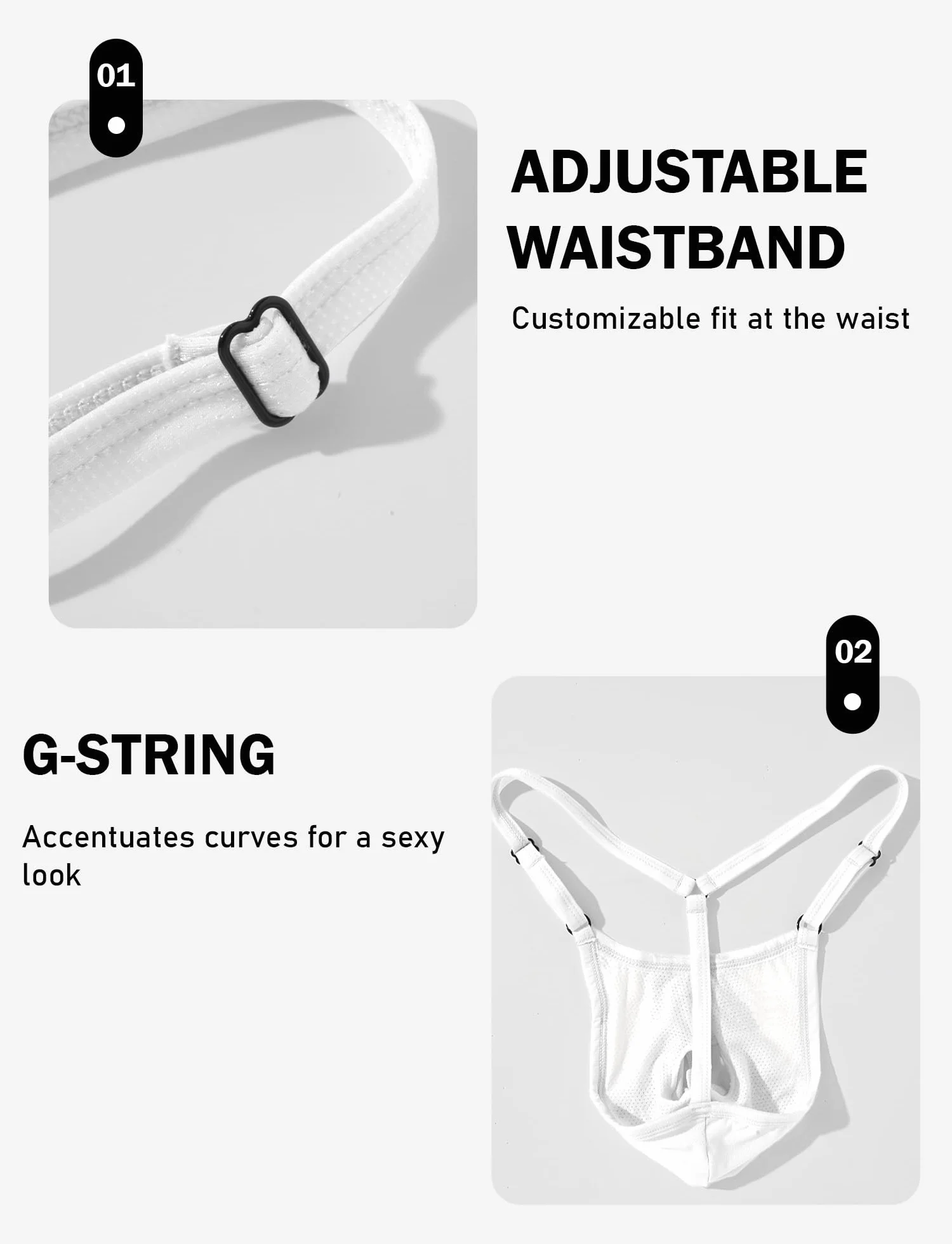 AIEOE Męskie seksowne stringi regulowane stringi EIS jedwabna bielizna slipy lekkie elastyczne spodnie S-XL