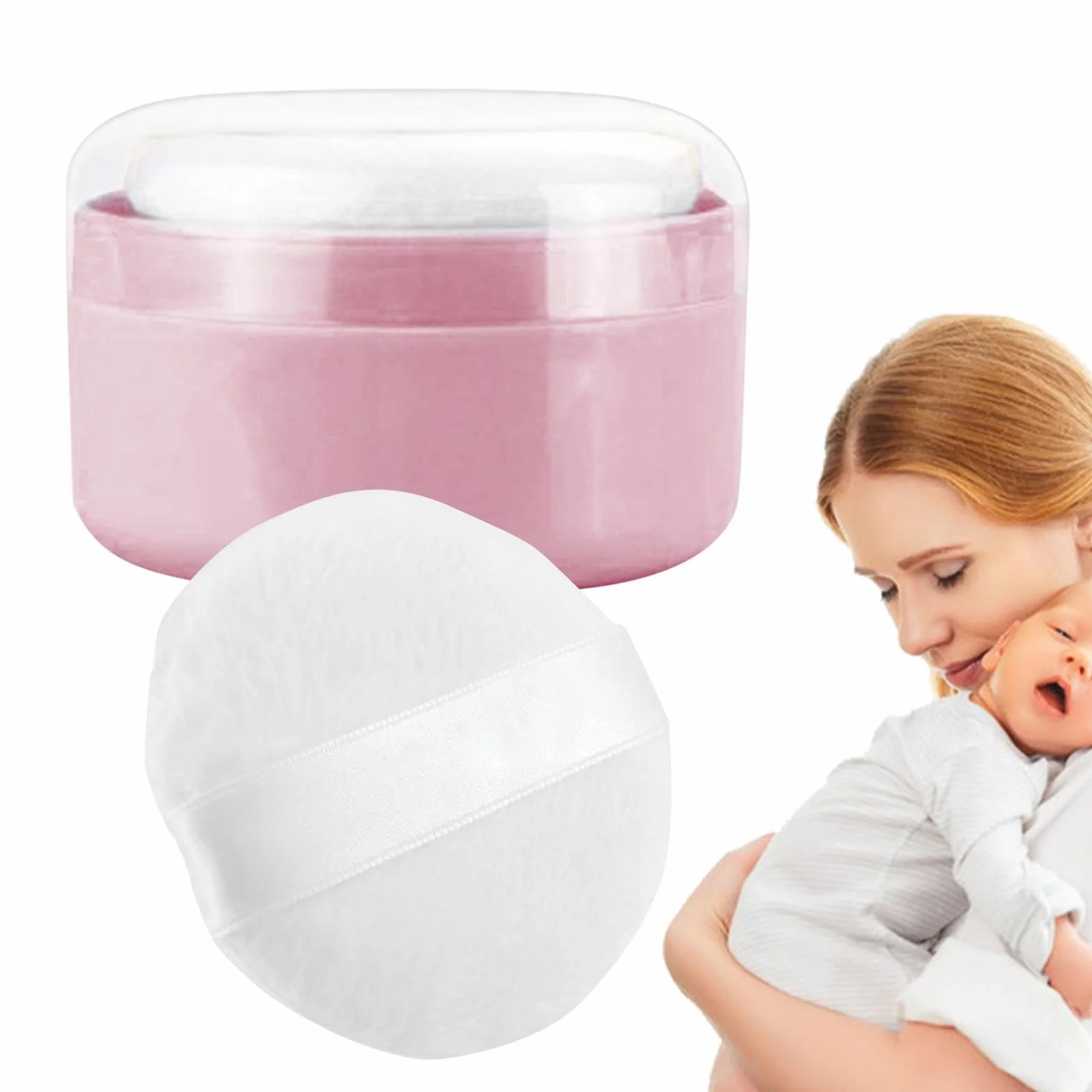 Body Powder Container, Portable Bath Dusting Storage, Dusting Holder with Puff, Refillable Dispenser for Talcum, Bath, and Loose Powder, 3.54x3.54x2.36 inches