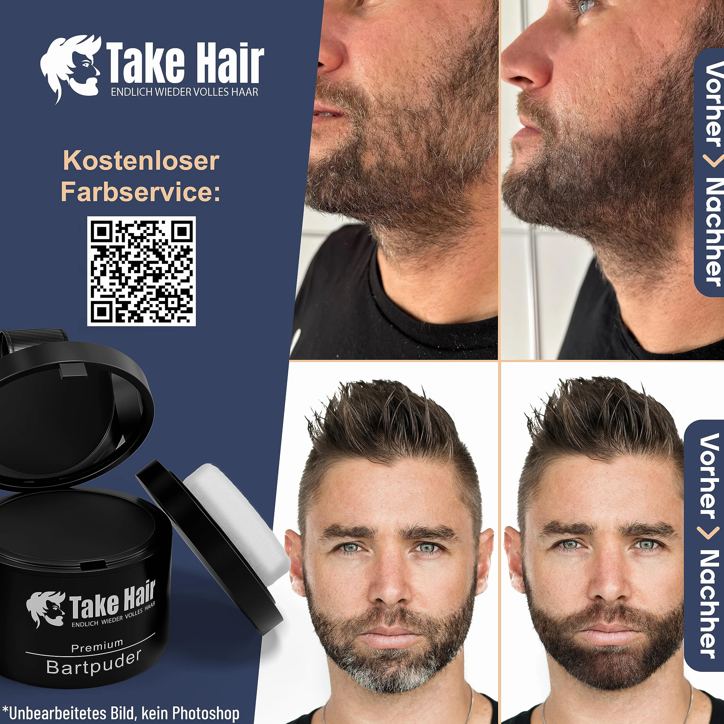 Zagęszczacz do brody Hair Take puder wodoodporny 4 g czarny