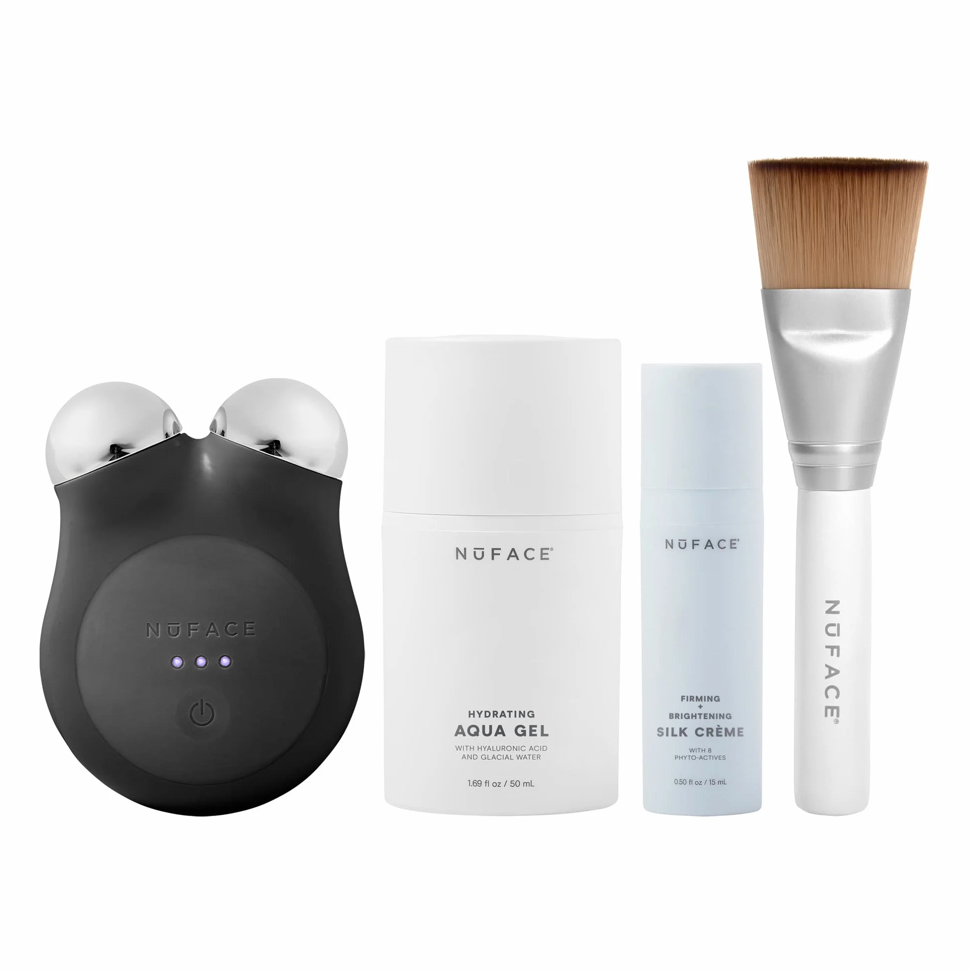NuFACE Mini+ Microcurrent Facial Device Kit, zatwierdzony przez FDA – urządzenie mikroprądowe do ujędrniania skóry, konturowania, liftingu i ujędrniania – w zestawie aktywator żelowy, krem jedwabny i