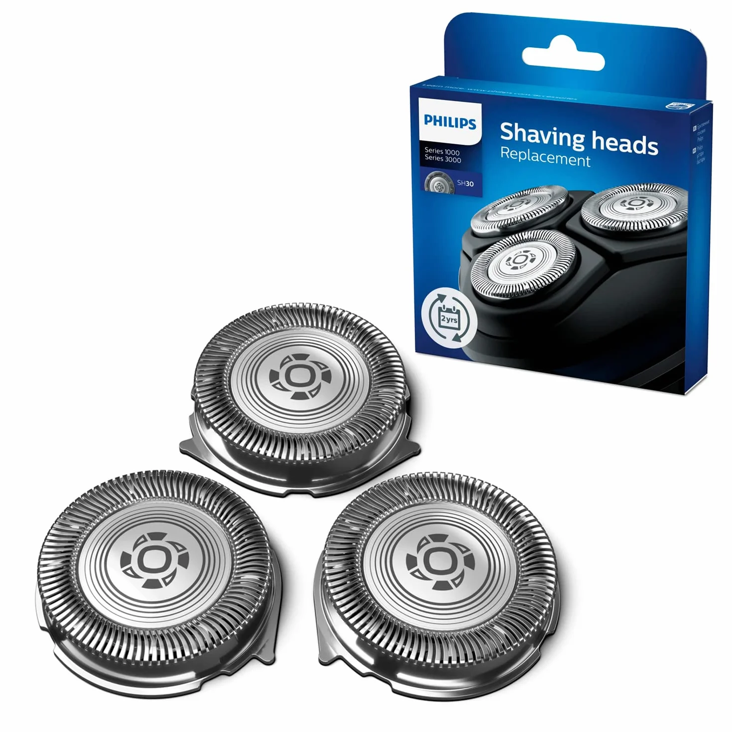 Philips Głowice golące Shaver z serii 3000 - Prosta wymiana - Zgodność z głowicami SH30 - W opakowaniu trzy głowice golące - Przypomnienie o wymianie - SH30/50