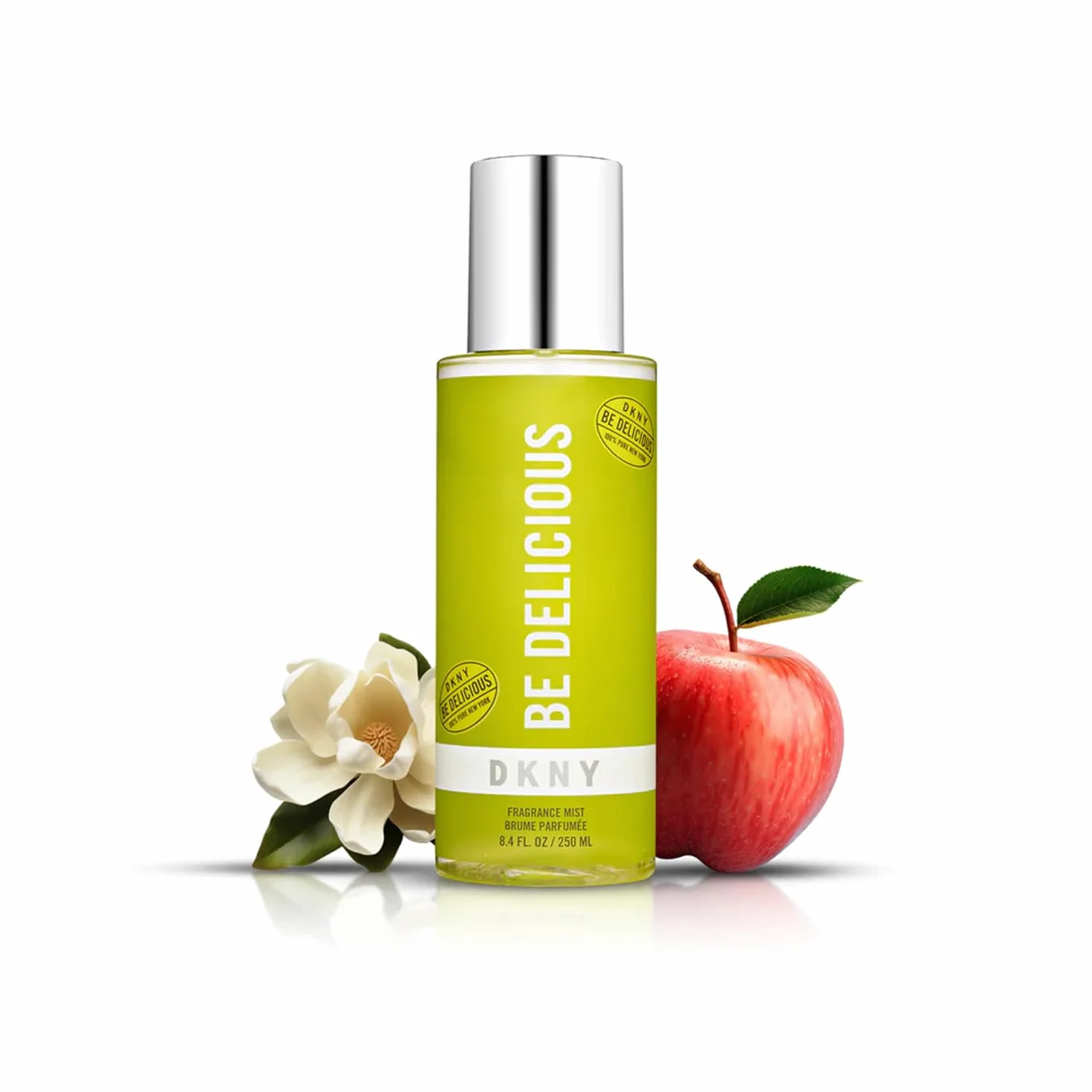 DKNY Be Delicious 100% Pure New York, mgiełka zapachowa dla kobiet, owocowo-kwiatowy zapach, do codziennego użytku, 250 ml