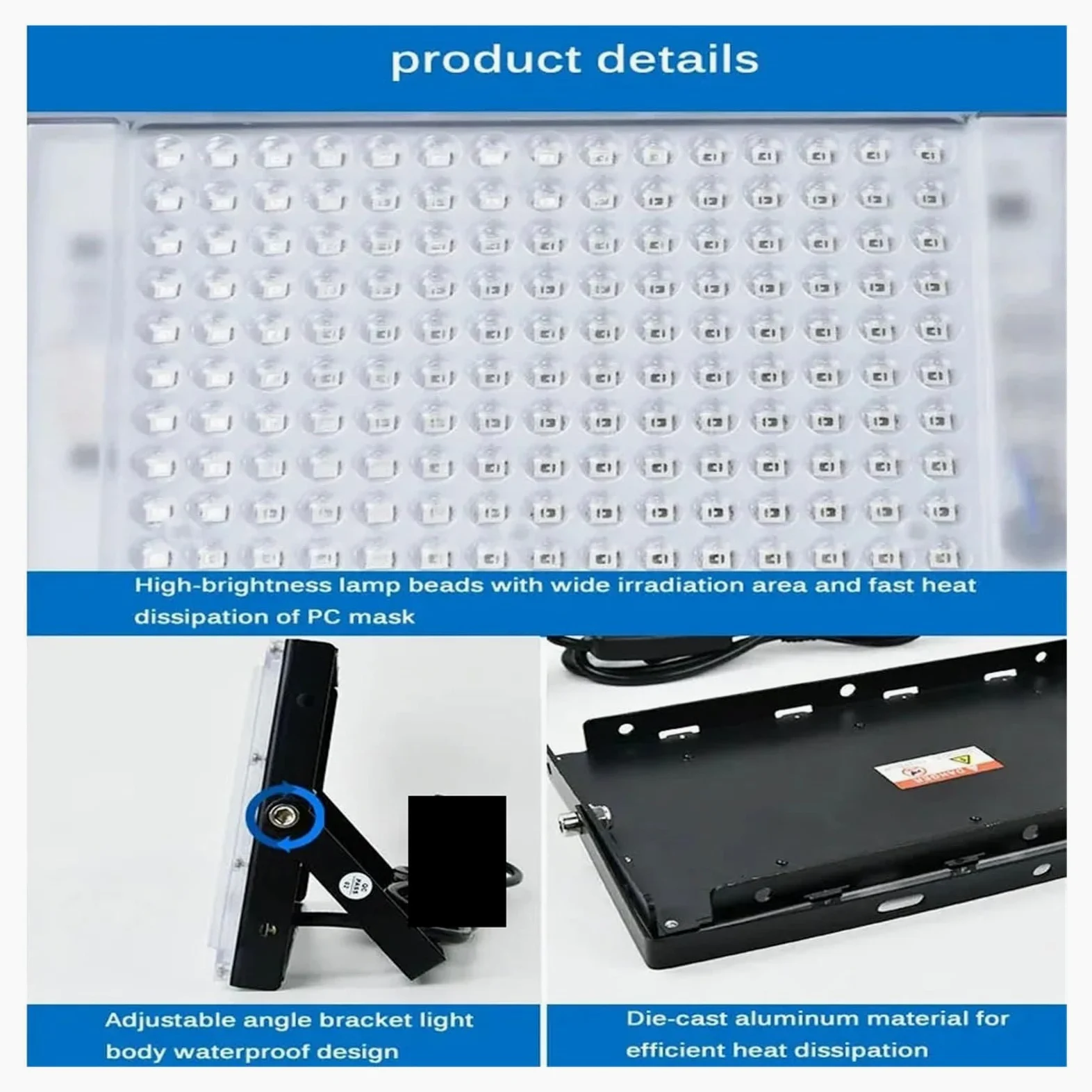 100W 300W LED Blacklight 365nm 395nm 405nm Lampa utwardzająca UV Lampa utwardzająca klej bezcieniowy Zielony olej Żywica Obudowa do utwardzania DIY(395nm,300W)