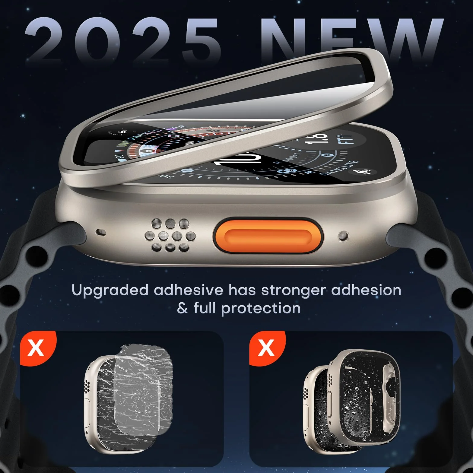 L K L ?K zestaw 2 do Apple Watch Ultra 2 / Ultra ochraniacz ekranu 49 mm - 9H szkło hartowane + ramka ze stopu tytanu [Zachowaj oryginał + bez pęcherzyków powietrza] wodoodporna folia szklana HD do