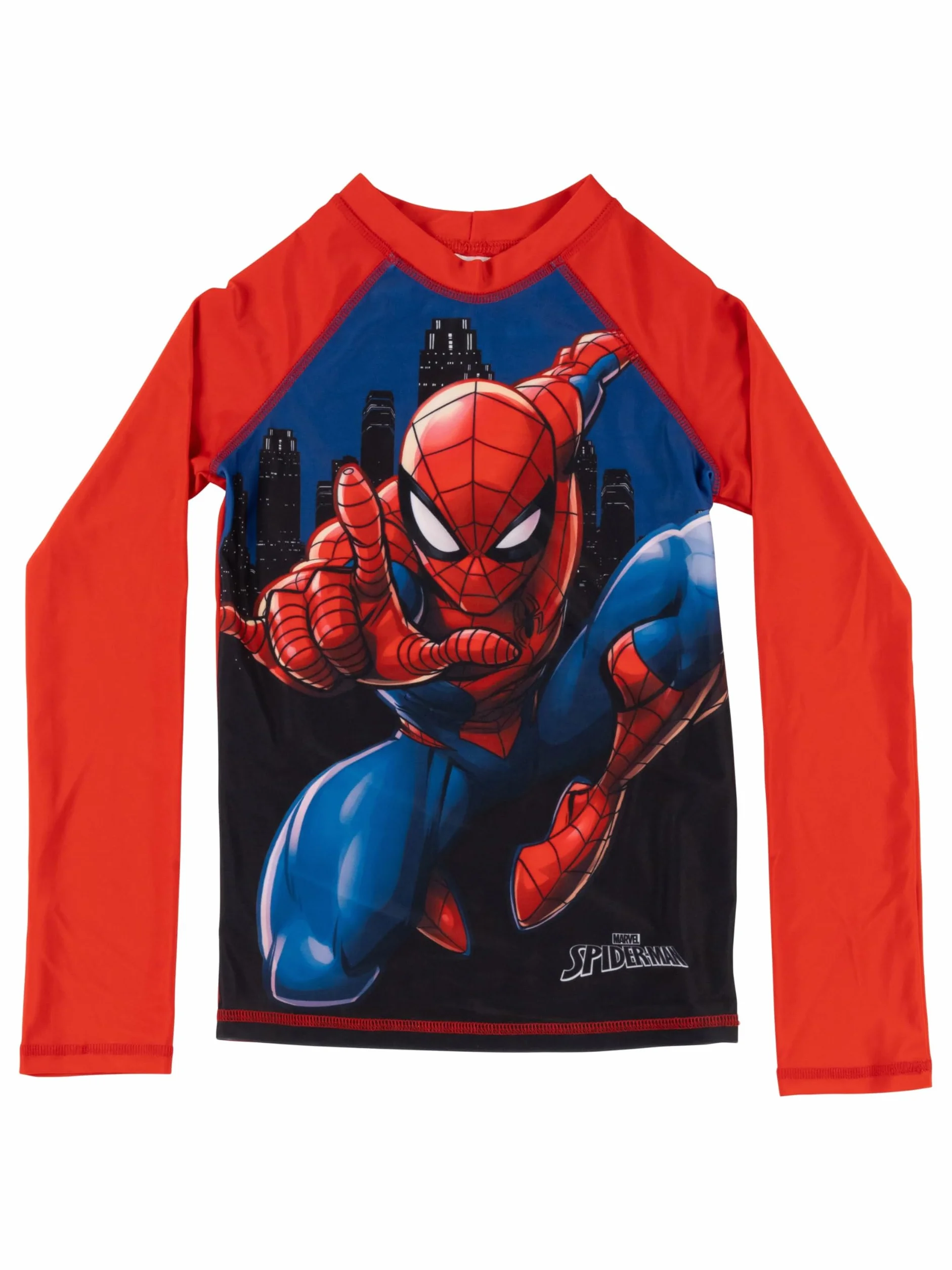 United Labels Marvel Spiderman dwuczęściowy kostium kąpielowy z ochroną UV 30, dla chłopców, czerwono-niebieski, moda kąpielowa dla dzieci, z koszulką i kąpielówkami, strój kąpielowy