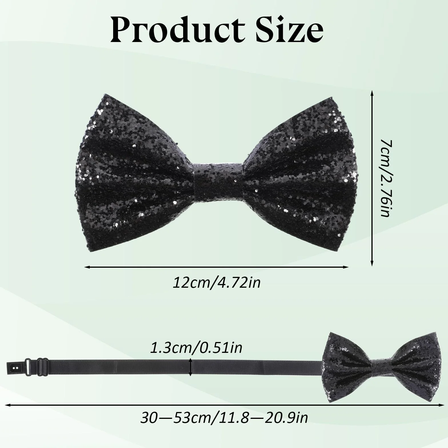 Prasacco Brokatowa muszka męska, brokatowy krawat męski muszka czarna Black Tie krawaty dla czarnej cekinowej krawaty regulowany krawat akcesoria kostiumowe na wesele Boże Narodzenie Halloween imprezę