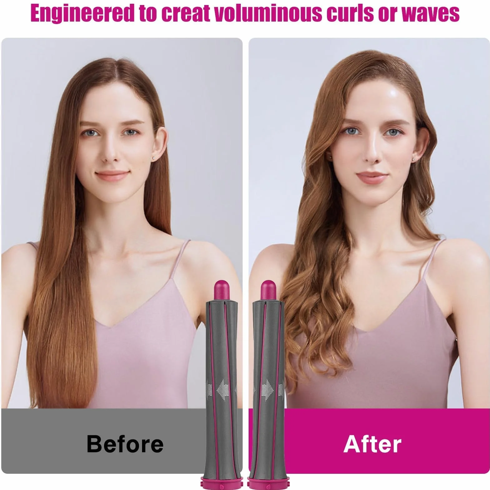 Chuancheng 2 szt. 1,2 cala/30 mm długie wałki do włosów kompatybilne narzędzie do włosów Dyson Airwrap Styler, akcesoria do wielu stylów włosów, różowy