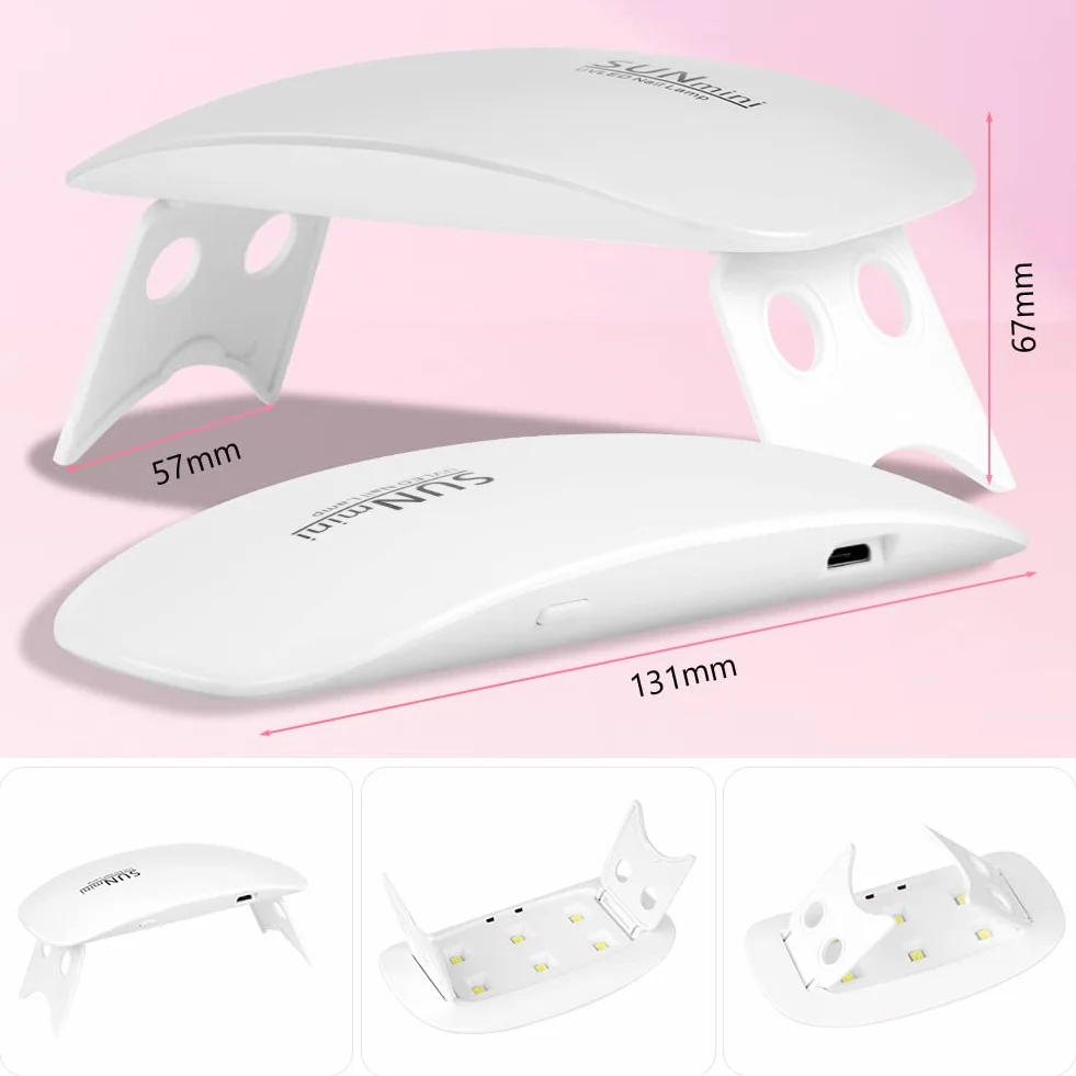 URAQT Mini Żelowa Lampa UV LED 6W - Przenośna Suszarka do Paznokci z Pilnikiem, Lampa Utwardzająca, Profesjonalne Narzędzie do Zdobienia, Akcesoria