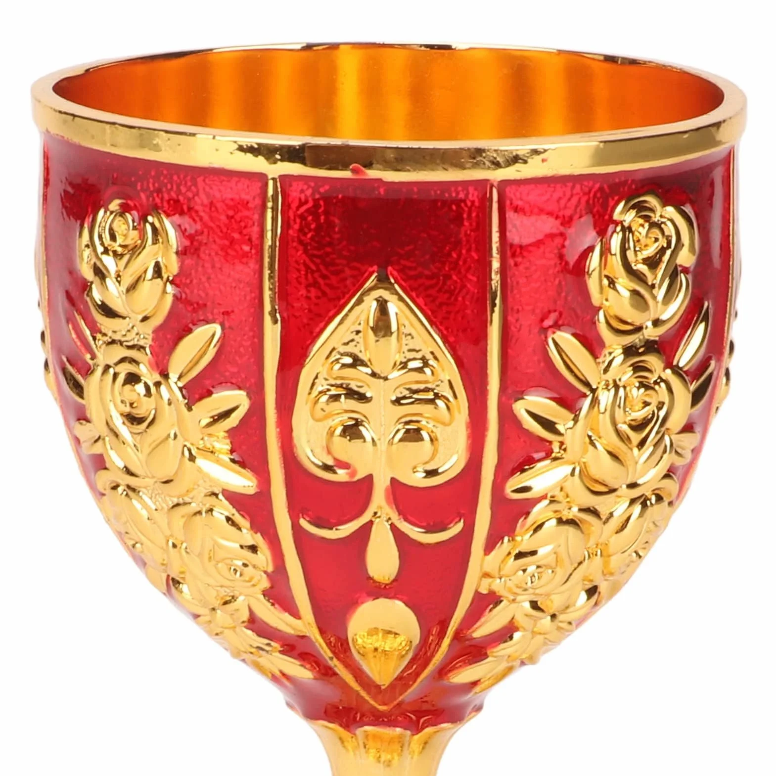 Pimp Cup Retro wytłoczony wzór kwiatowy 10 cm kielich - wysoki stop cynku - elegancki złoty kielich na imprezę, bankiet i bar