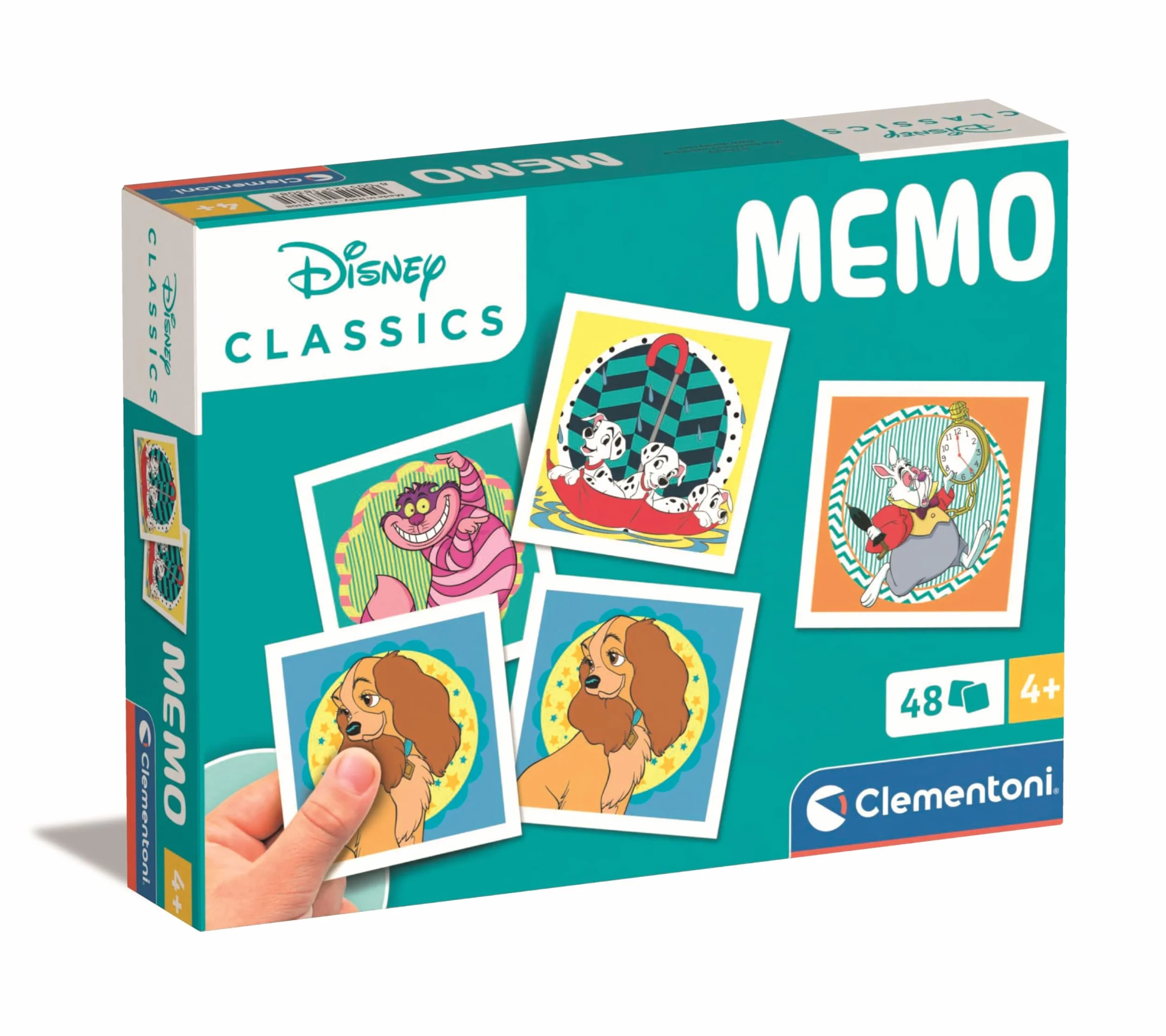 Clementoni - Disney Classic Pocket Memo - Gra edukacyjna, w tym 48 żetonów do dopasowania twoich ulubionych postaci, zabawka dla dzieci w wieku 4-6 lat, Made in Italy, 18308