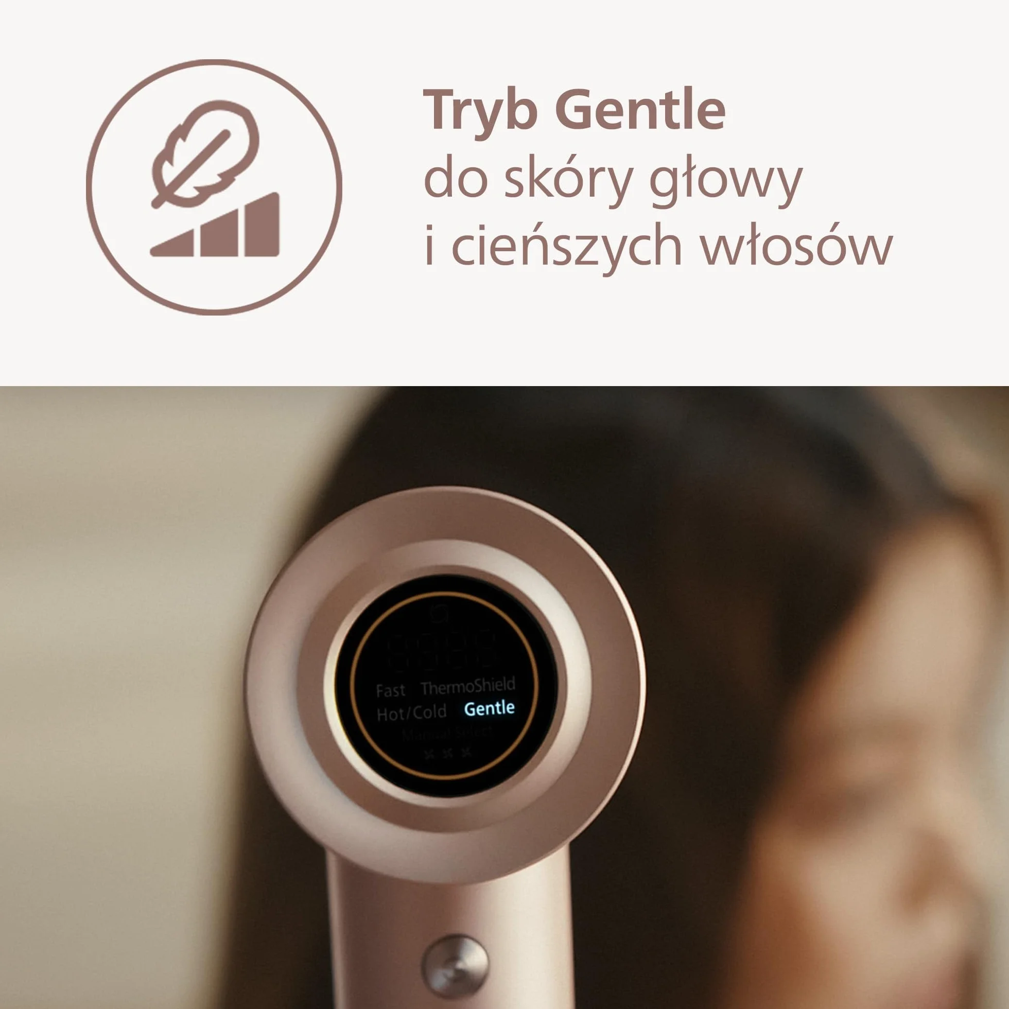 Philips Suszarka z serii 8000: ThermoShield Advanced i bezszczotkowy silnik DC zapewniają szybkie suszenie i optymalną pielęgnację, 1400 W, kolor Rose Champagne, nasadka i dyfuzor, model BHD837/10