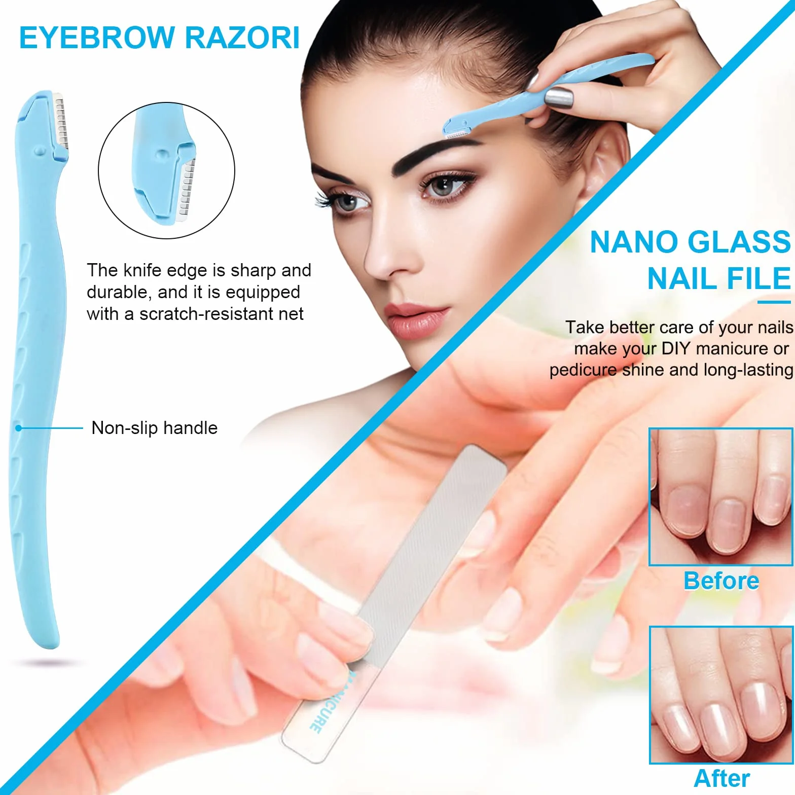 Profesjonalny zestaw do manicure, obcinacz do paznokci, zestaw do pielęgnacji paznokci, zestaw do pielęgnacji z luksusowym, ulepszonym etui podróżnym, 18 szt. (niebieski)