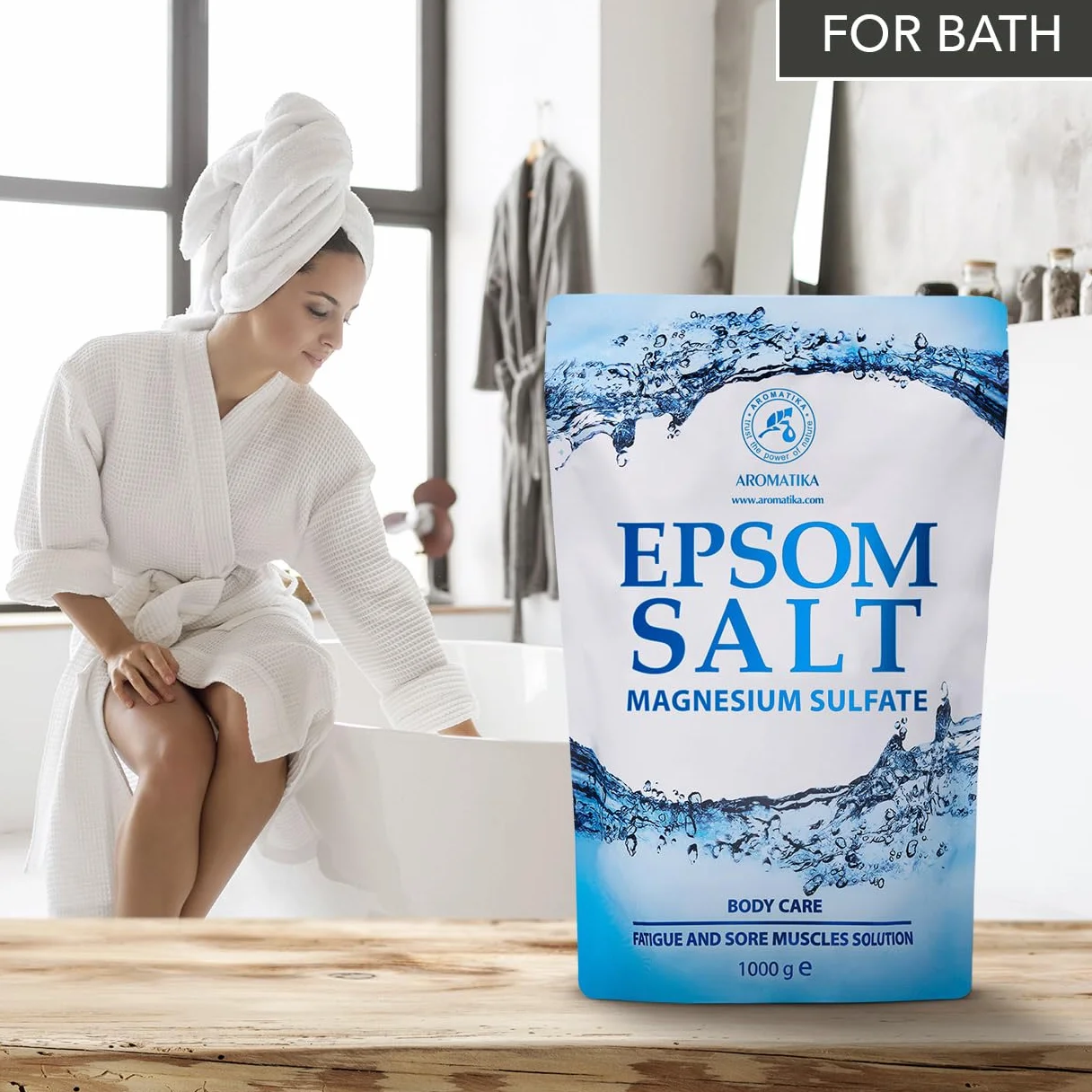 Epsom Bath Salts 1kg - Sól do Kąpieli Epsom 1000g - Czysta i Naturalna sól Epsom - Skoncentrowany Siarczan Magnezu - Koi i Lagodzi Zmęczenie - Relaks - Pielęgnacja Ciała