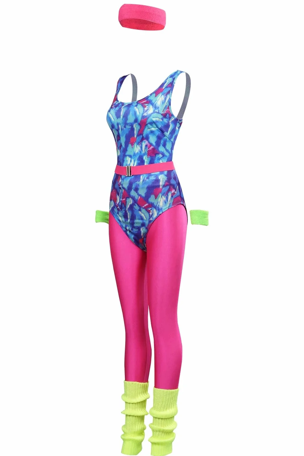 Rretro kostium fitness z lat 80. XX wieku, dres treningowy, spodnie do jogi, spodnie z akcesoriami, zestaw kostiumowy na imprezę