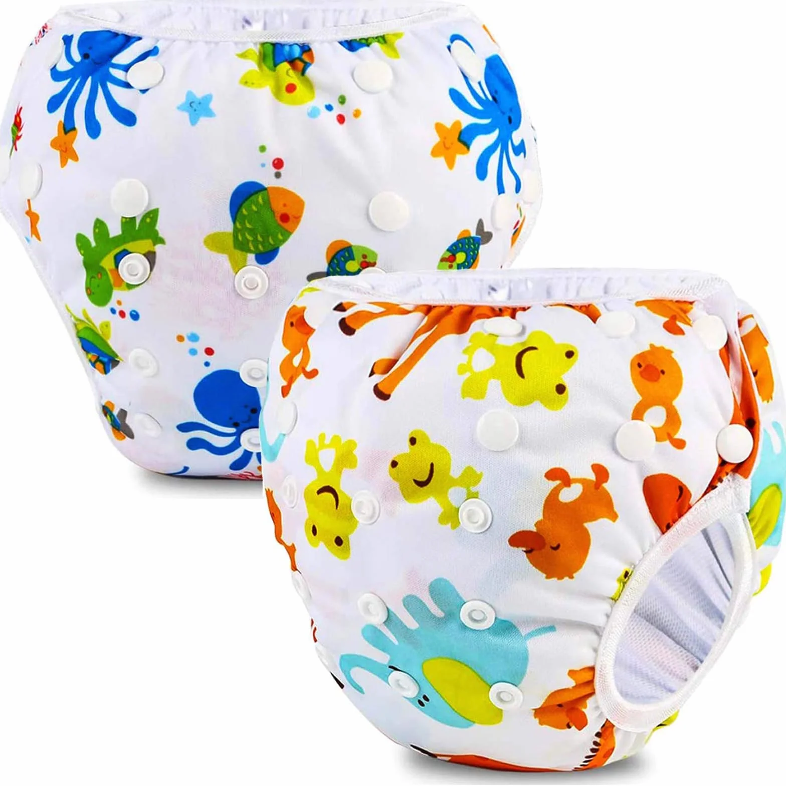 PHOGARY Pieluchy do pływania (2-pak), wielokrotnego użytku pieluchy do pływania dla dzieci w wieku 0-24 miesięcy (waga 3-10 kg), idealna na prysznic, plażę i lekcje pływania