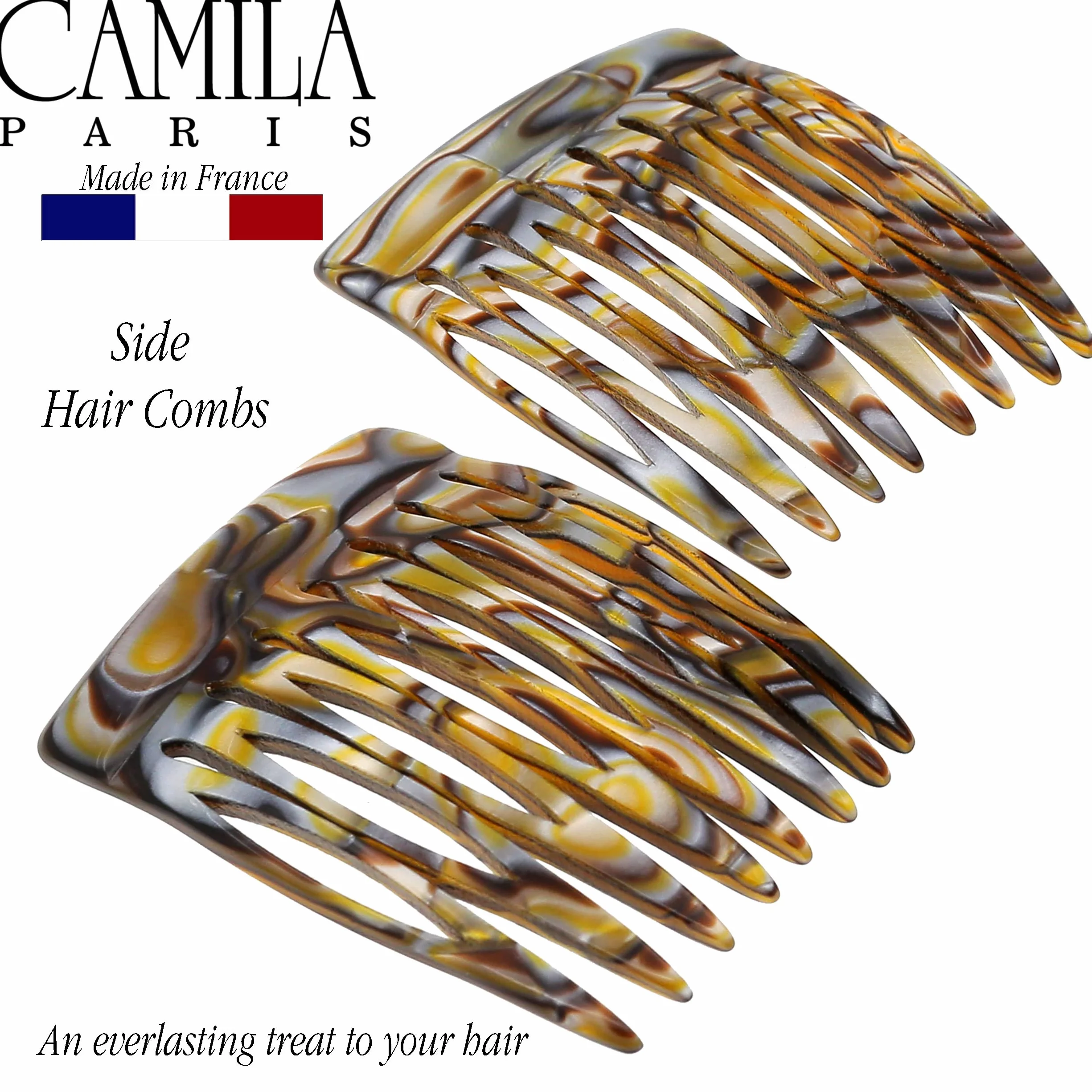 Camila Paris Ręcznie wykonany francuski grzebień boczny, mały, zaokrąglony onyks, mocny chwyt, spinki do włosów dla kobiet, antypoślizgowe i trwałe, stylizacja, akcesoria do włosów dla dziewcząt,