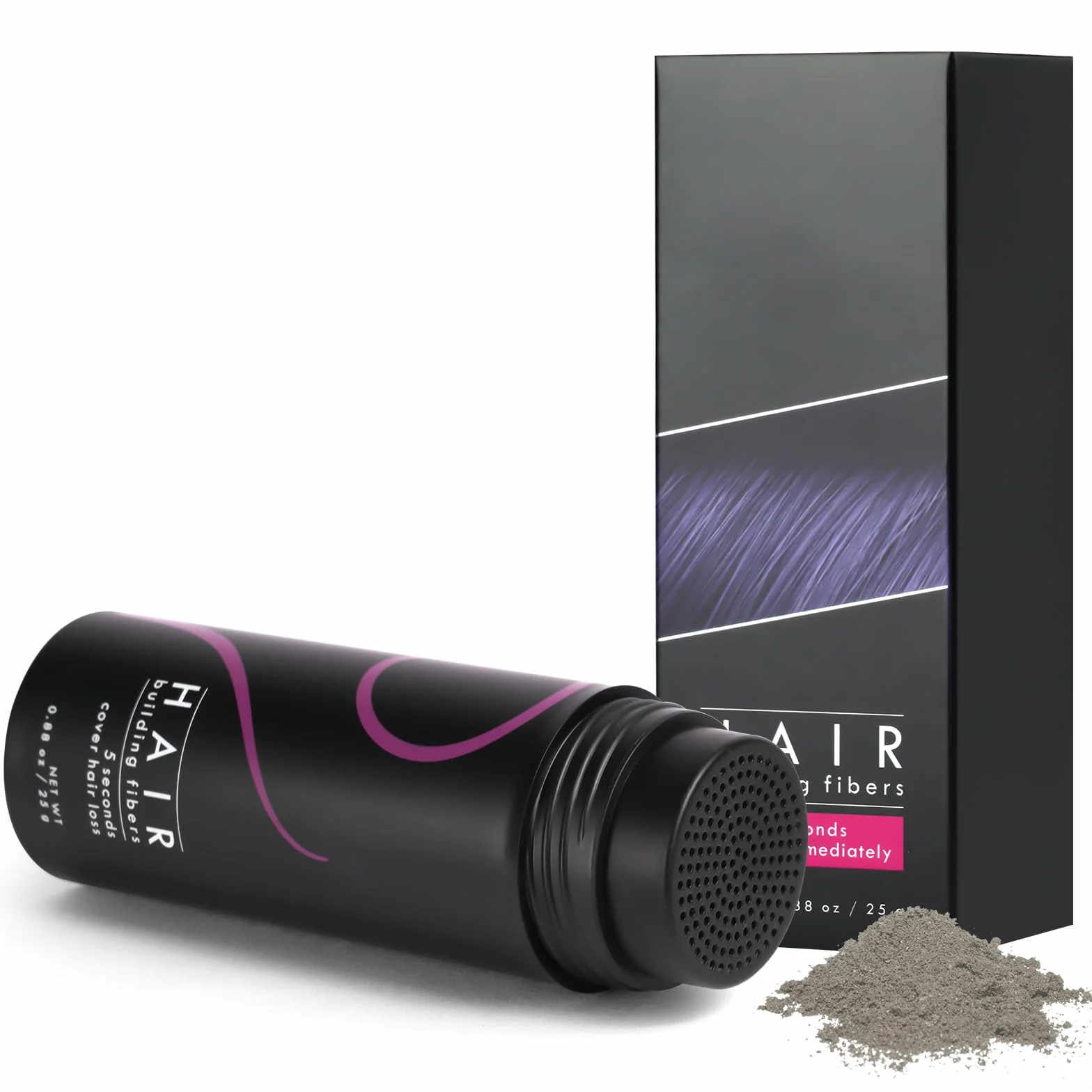 Puder do zagęszczania włosów, 25 g pudru do włosów na całe włosy w ciągu kilku sekund, dla mężczyzn i kobiet, naturalnie niewidoczny puder do włosów, wypadanie włosów i rozjaśniony proszek (szary)