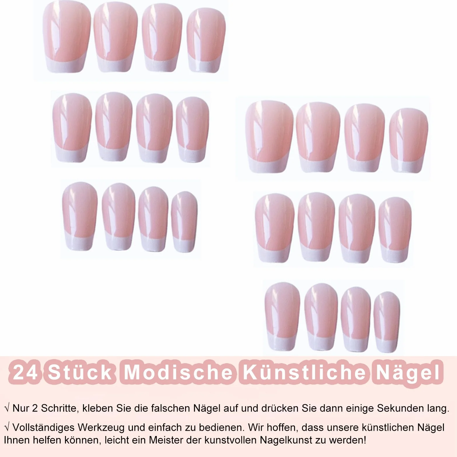 MrCuvaryas Nail Tips-X-0255-LY-24-05 Paznokcie u Stóp do Naklejenia, Kwadratowe Sztuczne Paznokcie w Pełni Pokrywające, DE-NailTips-X-0255-LY-24-05