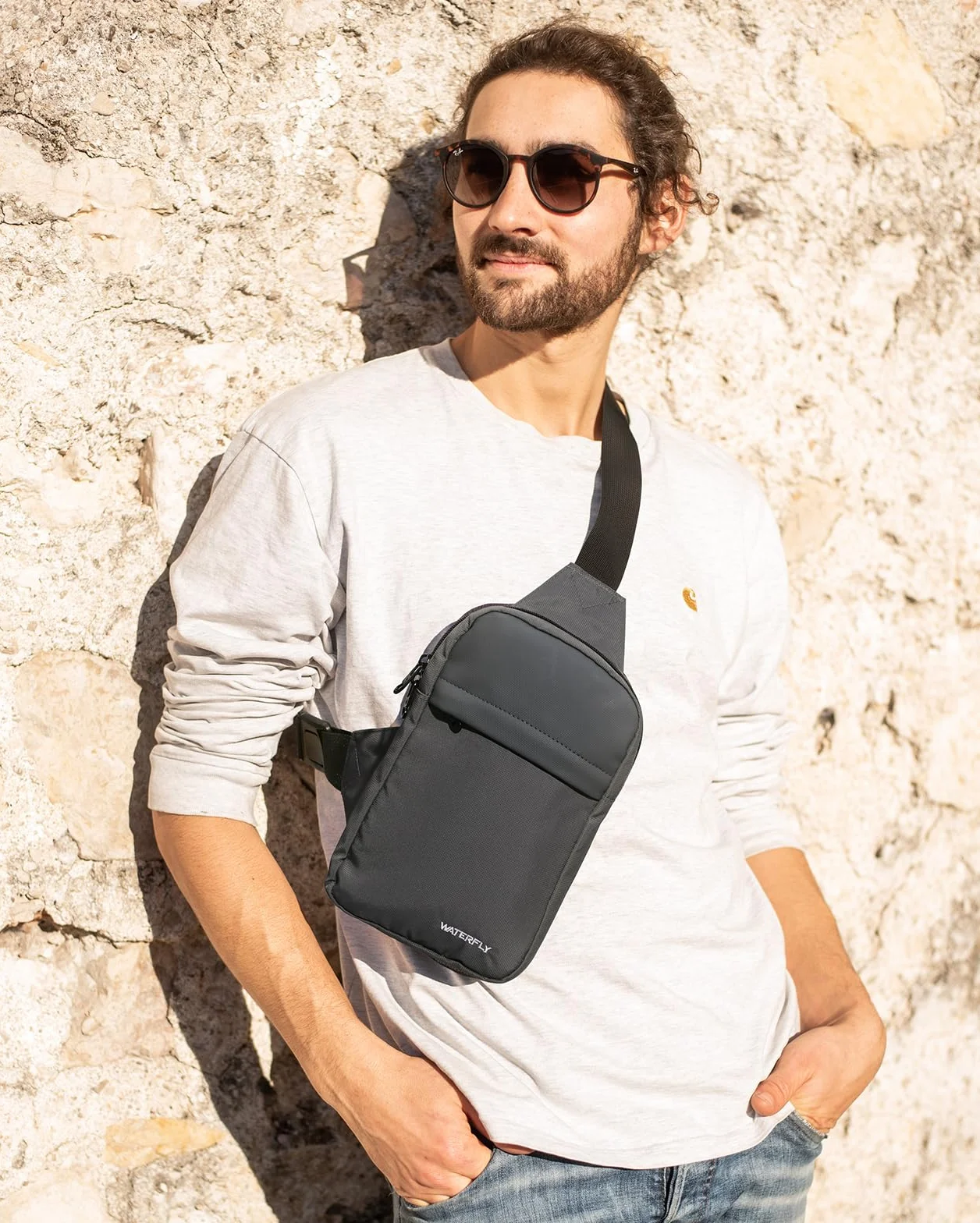 Waterfly Torba crossbody na klatkę piersiową: mała torba na ramię torba crossover torba na ramię do pracy w podróży kobiety mężczyźni