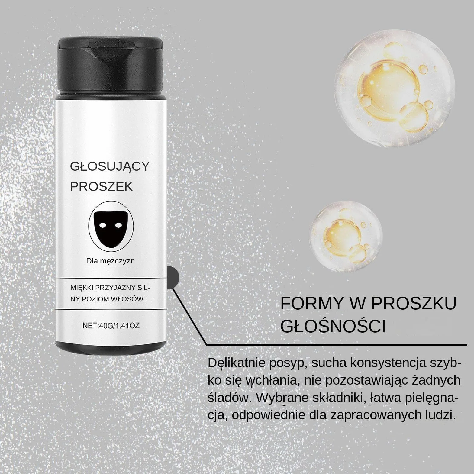 Men's Hair Styling Powder Volumizing Texturizing Powder Long-Lasting Natural Look Hair Talc 40g