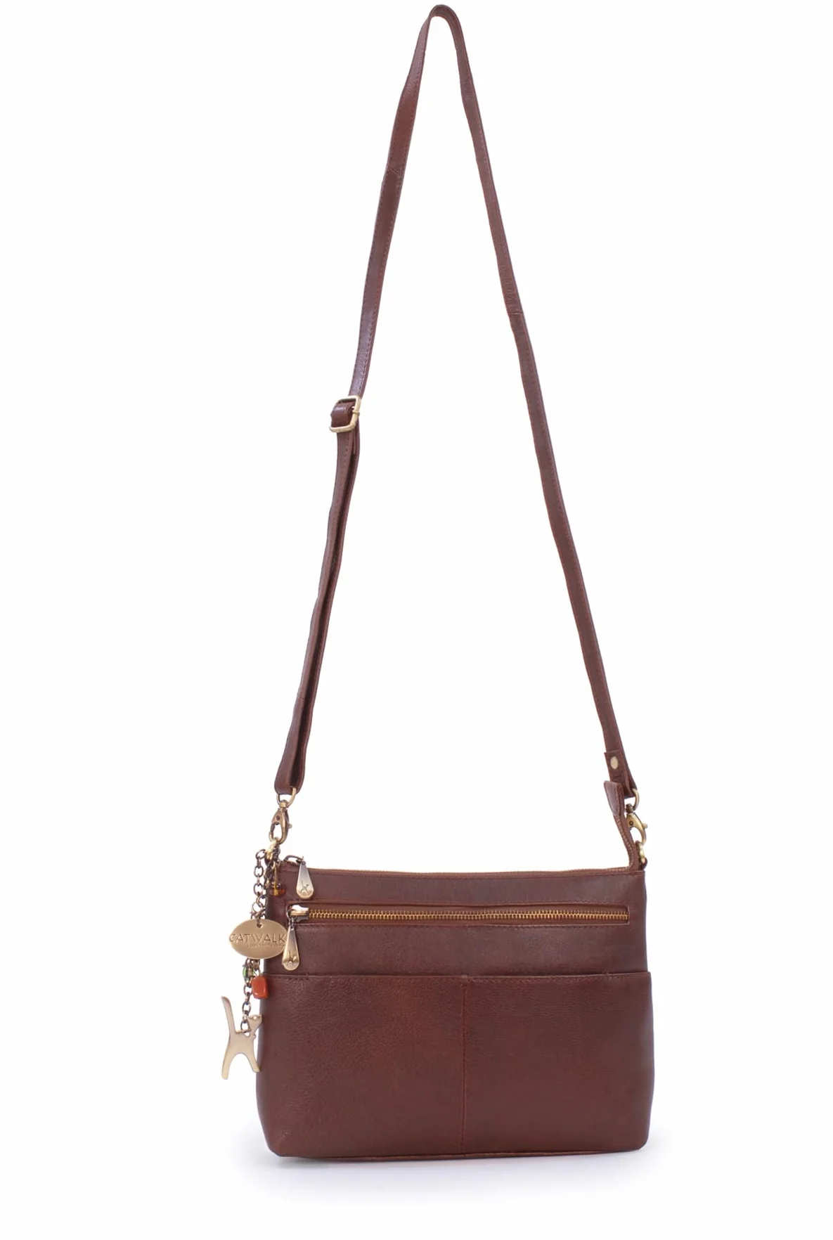 Catwalk Collection Handbags - Skórzana Torebka Crossbody dla Kobiet - Średnia Damska Torba na Ramię - Długi Odpinany Regulowany Pasek - Jenny