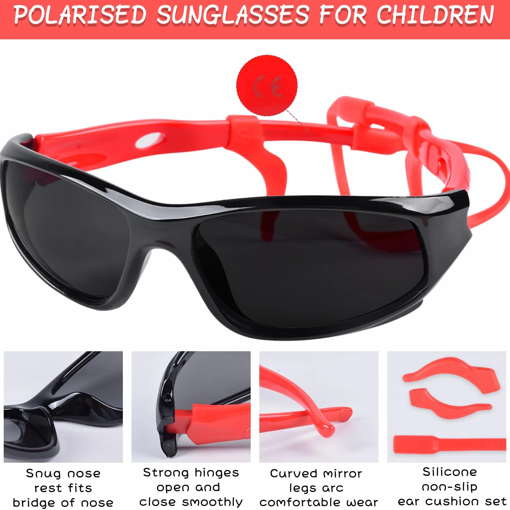 Okulary Przeciwsłoneczne dla Dzieci Polaryzacyjne Niezniszczalne Sportowe Okulary Przeciwsłoneczne Ochrona UV 400 dla Chłopców Dziewcząt Wiek 3-12