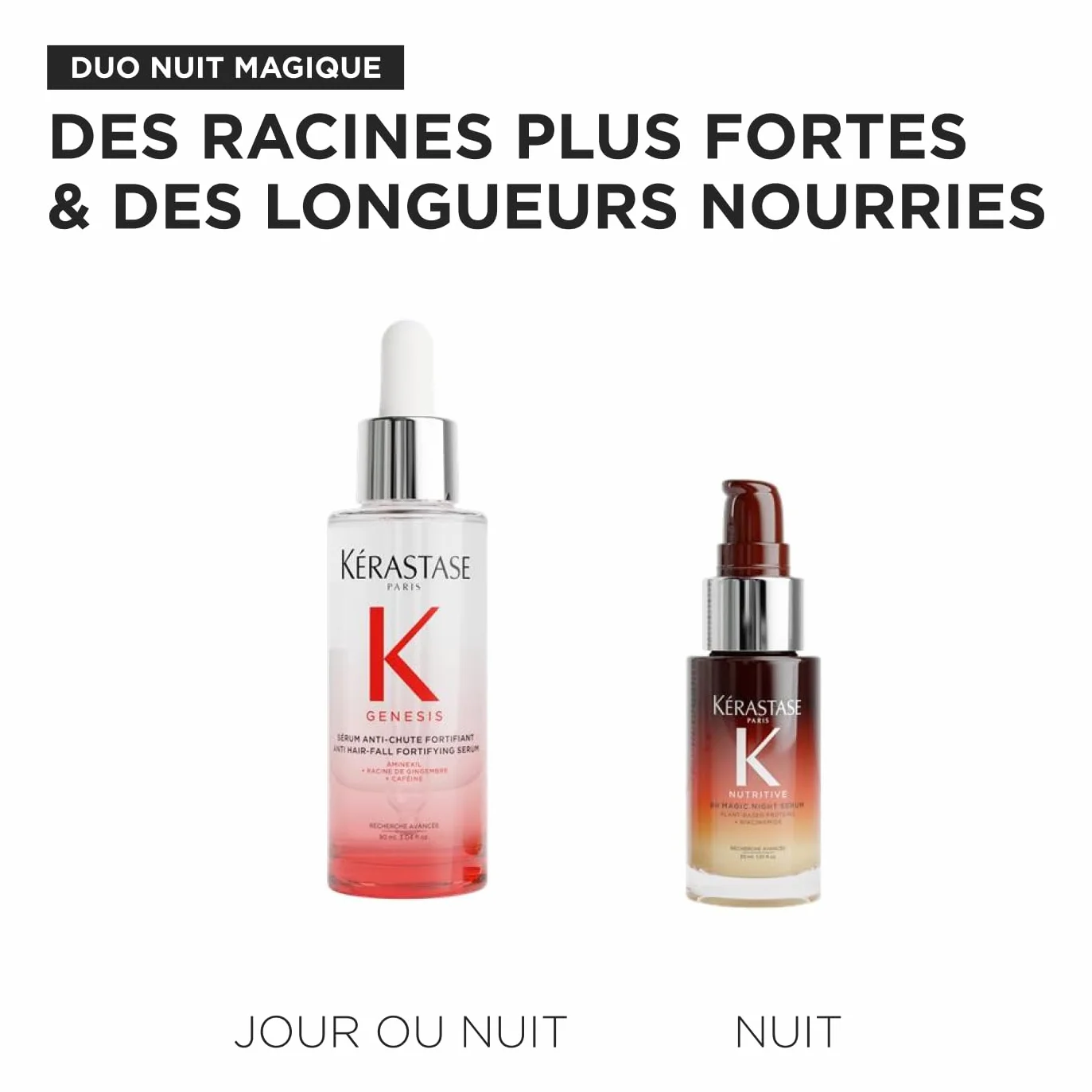 Kérastase Zestaw do pielęgnacji z Genesis Sérum Anti-Chute Fortifiant przeciw wypadaniu włosów i łamaniu włosów (90 ml) i Nutritive 8H Magic Night Serum (30 ml) dla większego połysku i gładkości
