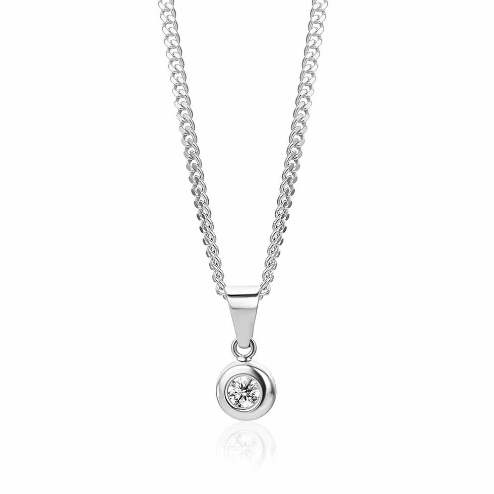 OROVI Łańcuszek złoty, 14 k (585) żółte złoto/białe złoto, 0,10 ct / 0,50 ct diament naszyjnik damski, złoty łańcuszek z wisiorkiem w kształcie diamentu, łańcuszek pancerka 45 cm, biżuteria damska