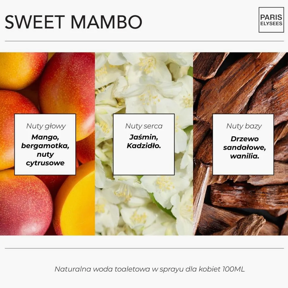 PARIS ELYSEES Sweet Mambo Eau de Toilette Perfum Damski Orientalny 100ml z metalowym flakonem podróżnym 5ml