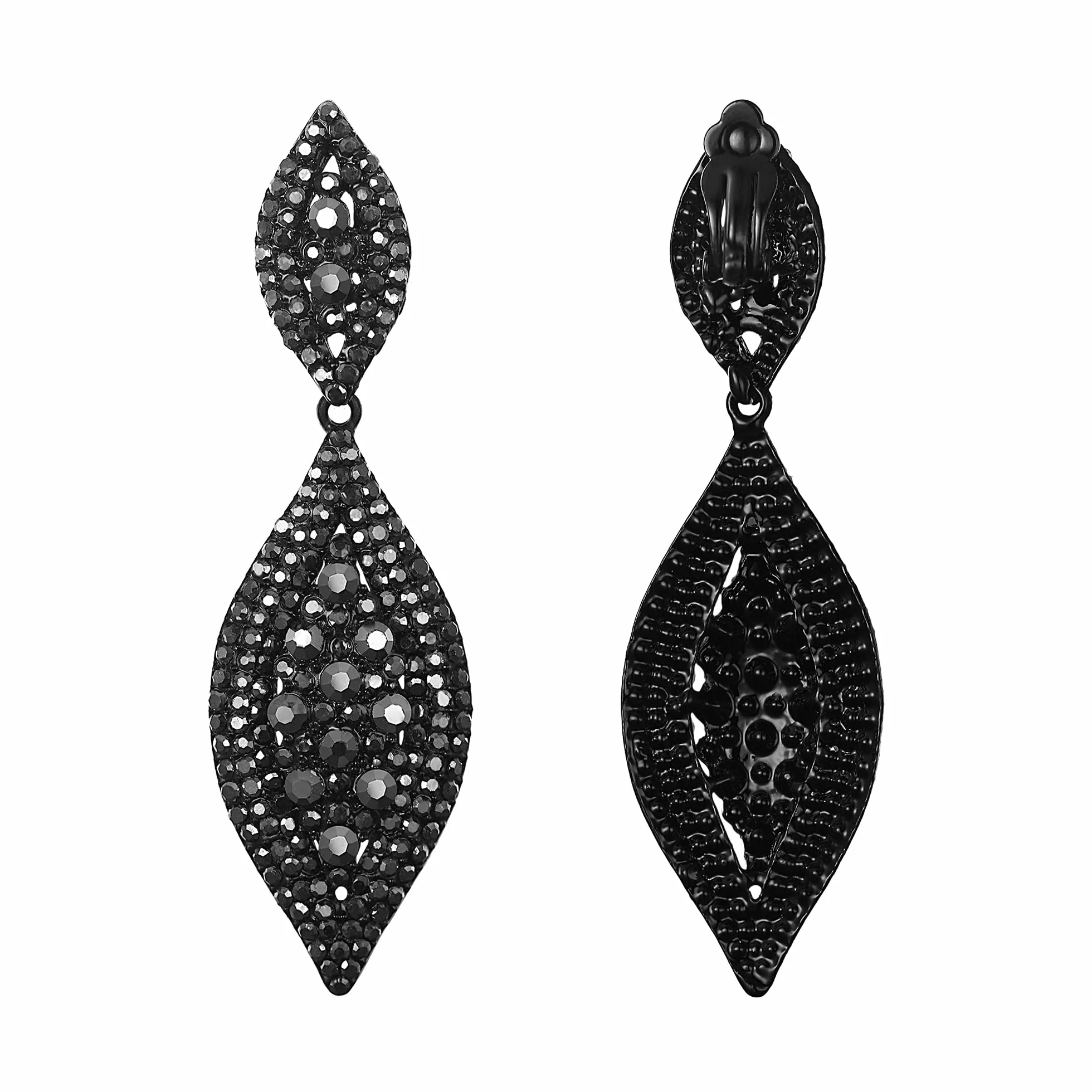 EVER FAITH Damskie klipsy do uszu, zawieszki, kryształowe, na wesele, imprezę, vintage, charms, 2 arkusze, Kryształ