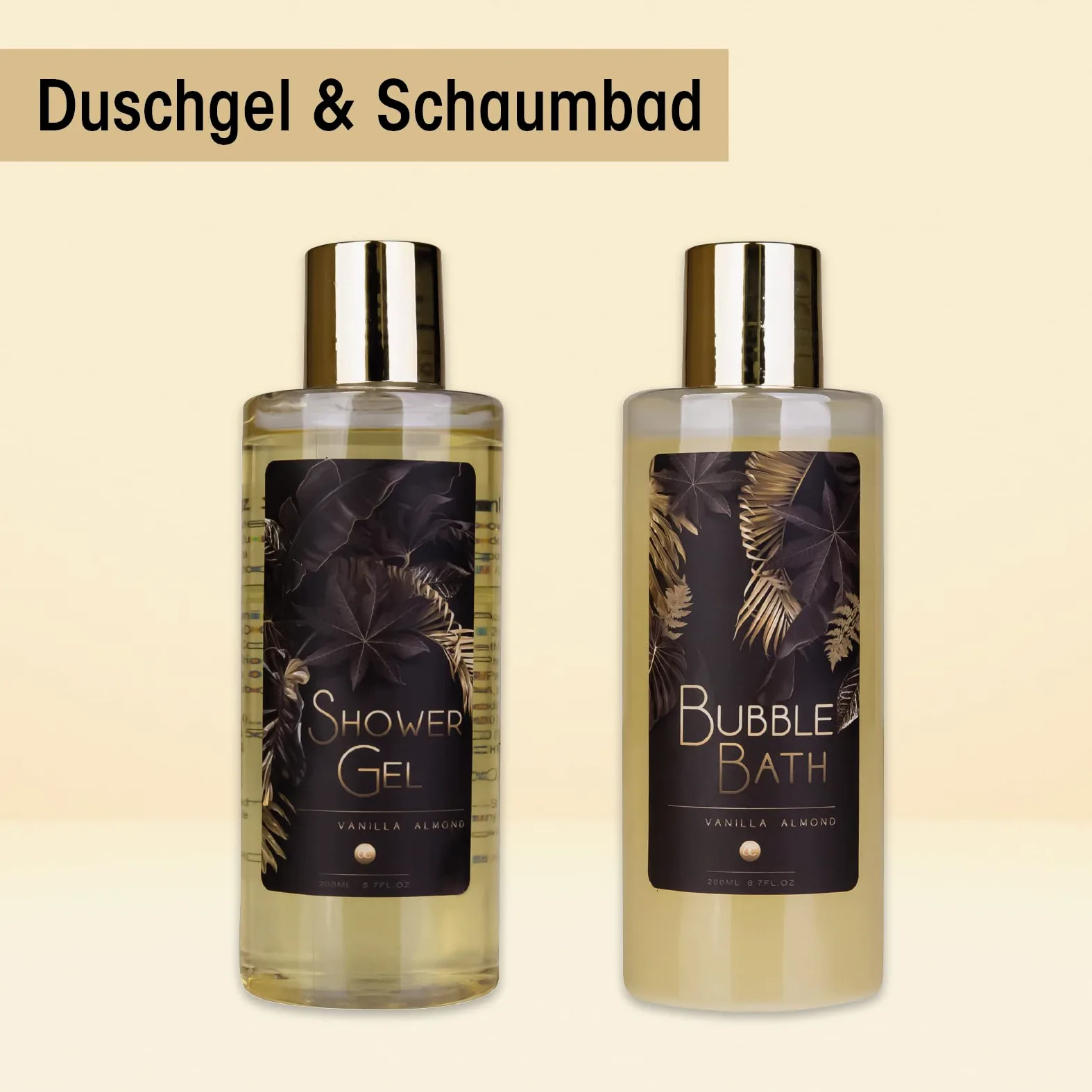 accentra Luxury Bath Set Gift Set w pięknych złotych brokatowych pompkach, 9-częściowy luksusowy zestaw pielęgnacyjny zestaw pod prysznic - dla relaksującego doświadczenia SPA