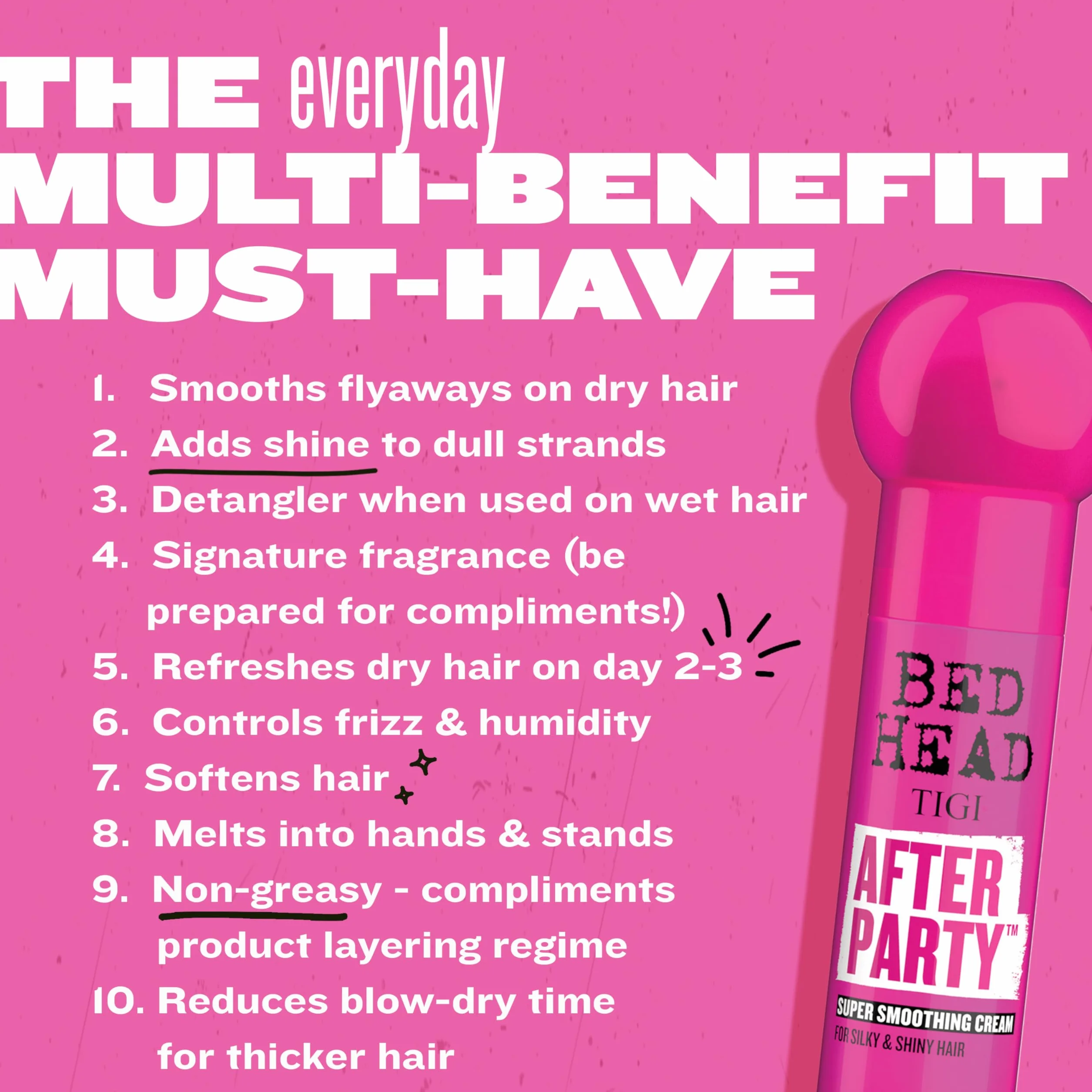 Tigi Bed Head After Party Krem Wygładzający, dla Jedwabiście Lśniących Włosów, 100 ml
