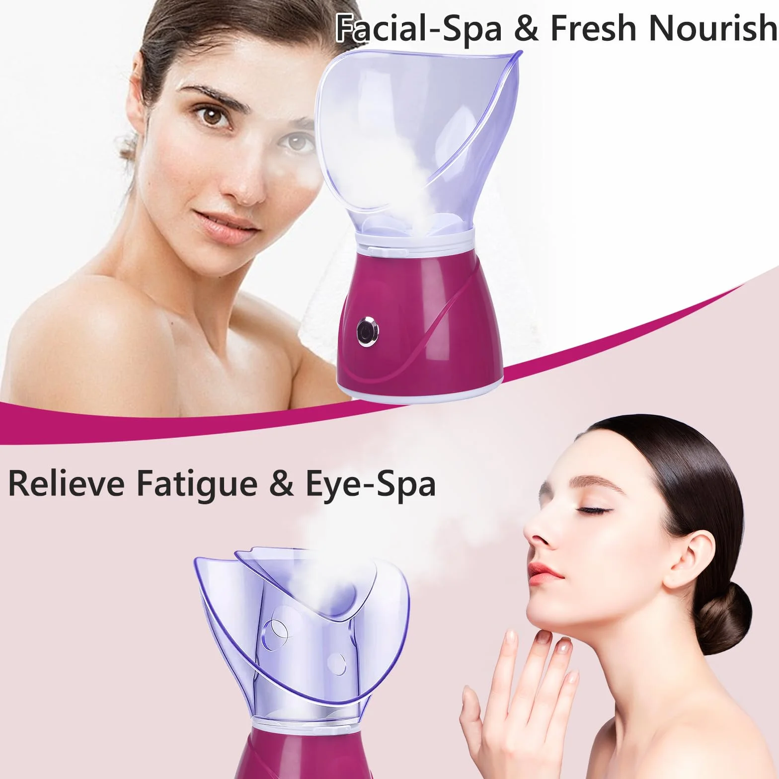 Parownik do twarzy sauna spa spray do pielęgnacji otwiera pory nawilża (różowy)