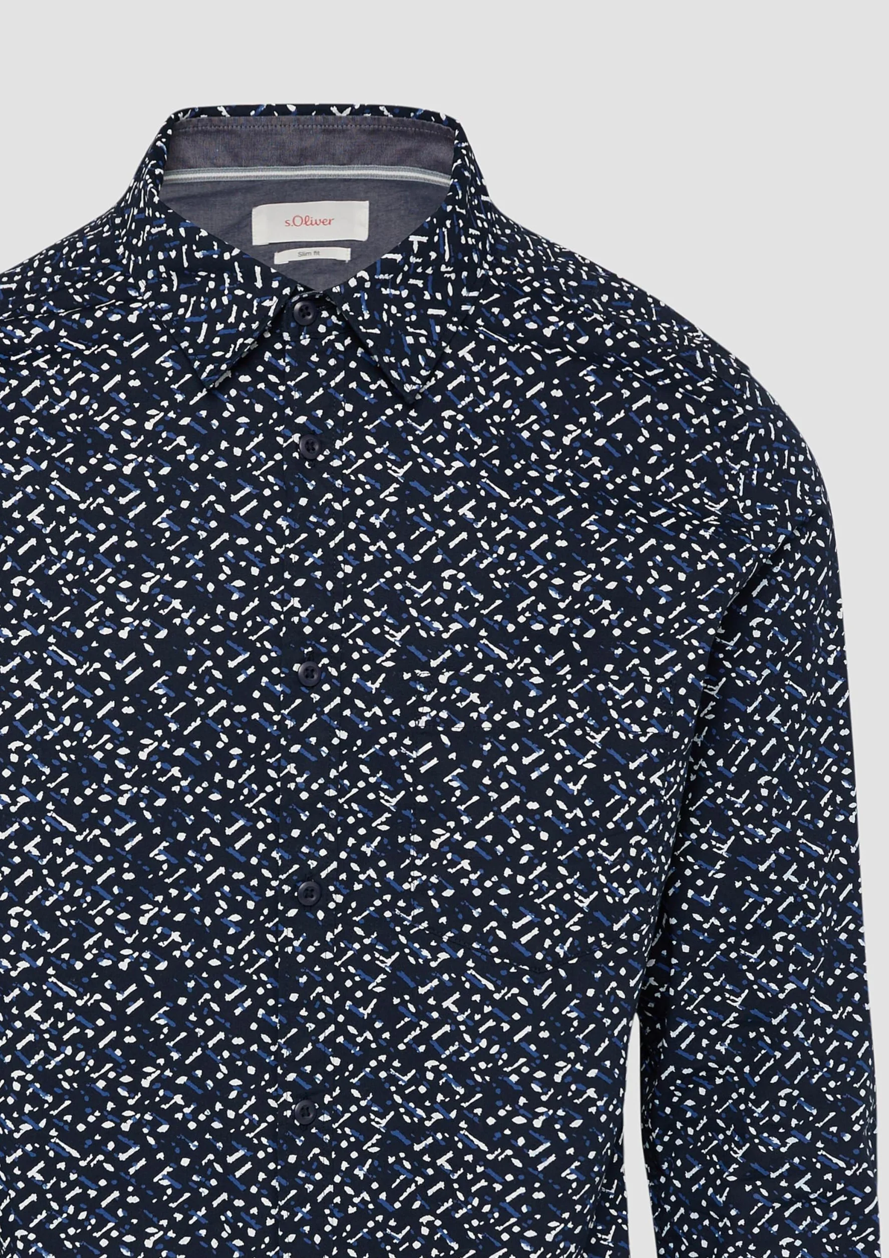 s.Oliver Slim Fit: Wzorzysta koszula z popeliny, 59A1_Navy, 3XL