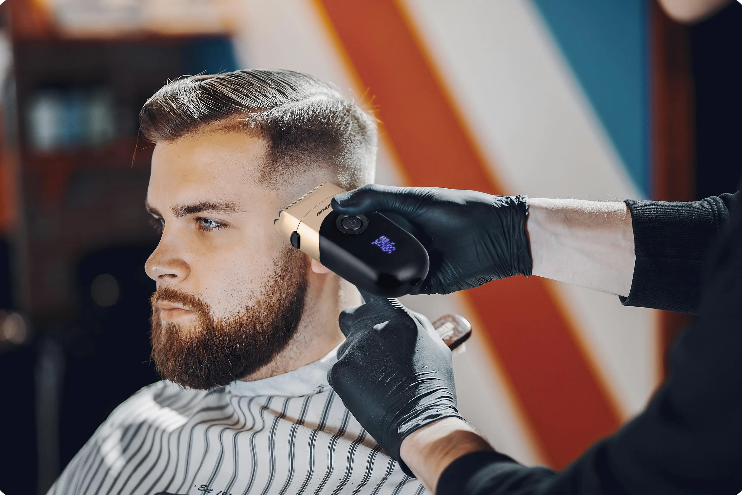 Berdsen Golarka Elektryczna Maszynka Do Golenia Foliowa Bezprzewodowa Dwuwarstwowe Nożyce Barber Master BD-266 Czarny Złoty