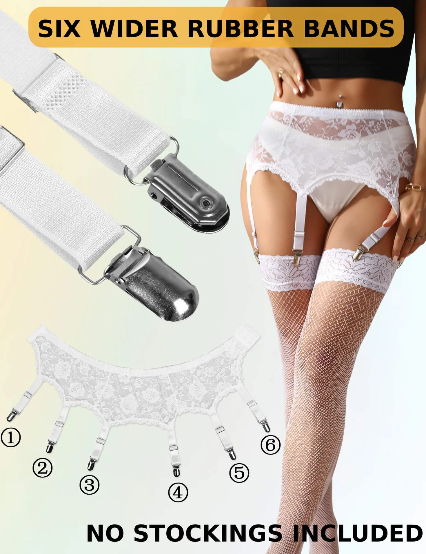 ohyeahlady Sexy Koronkowy uchwyt do pończoch z 6 metalowymi klipsami duży rozmiar, uchwyt do pończoch
