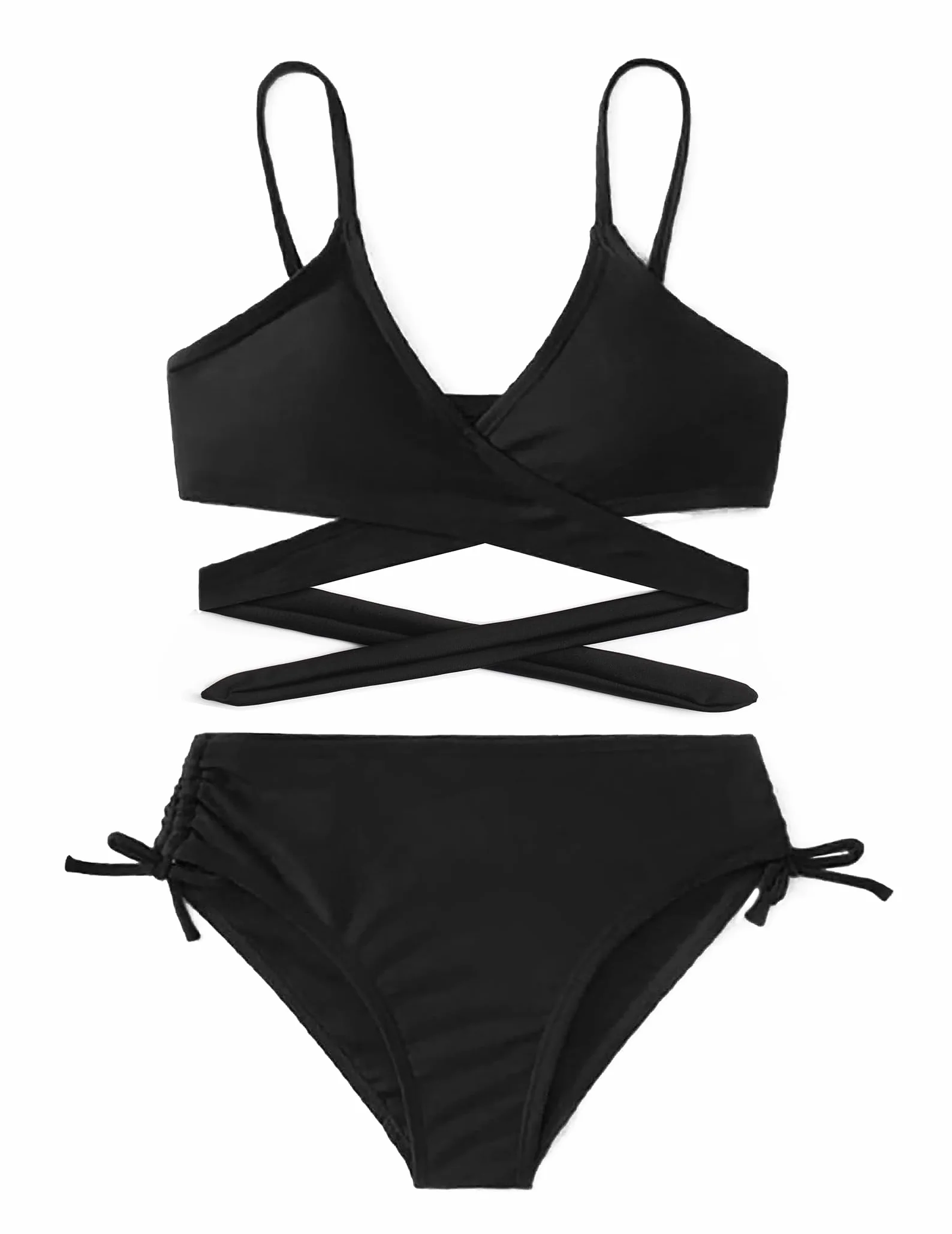 Arshiner Dziewczęcy jednolity zestaw bikini Tween Girl 2-częściowy strój kąpielowy ze sznurkiem kostium kąpielowy dla dzieci 6-14 lat