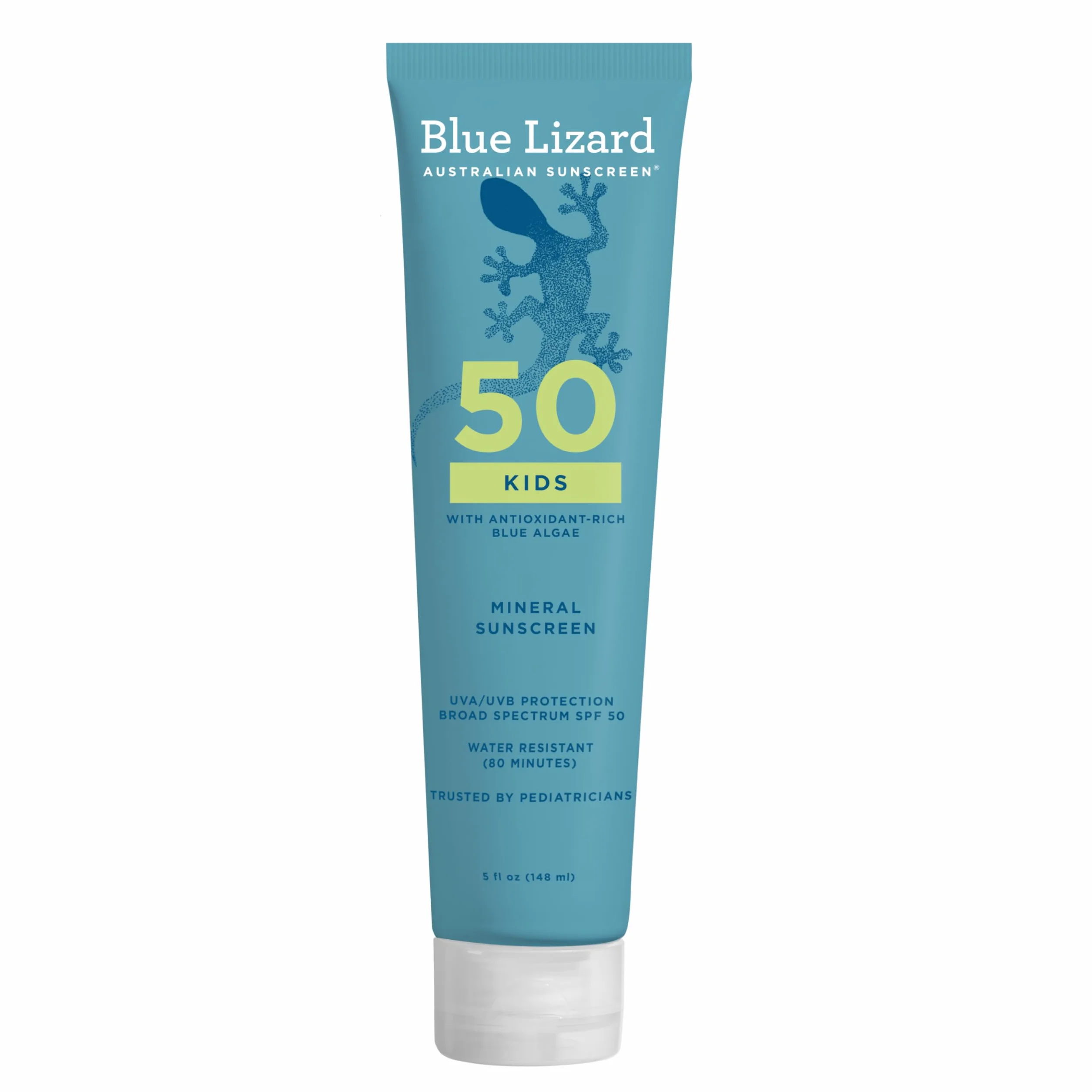 Blue Lizard Kids Mineral SPF 50 balsam przeciwsłoneczny, 100% mineralny, filtr przeciwsłoneczny dla dzieci, formuła wodoodporna, bez parabenów, bezzapachowy, 150 ml