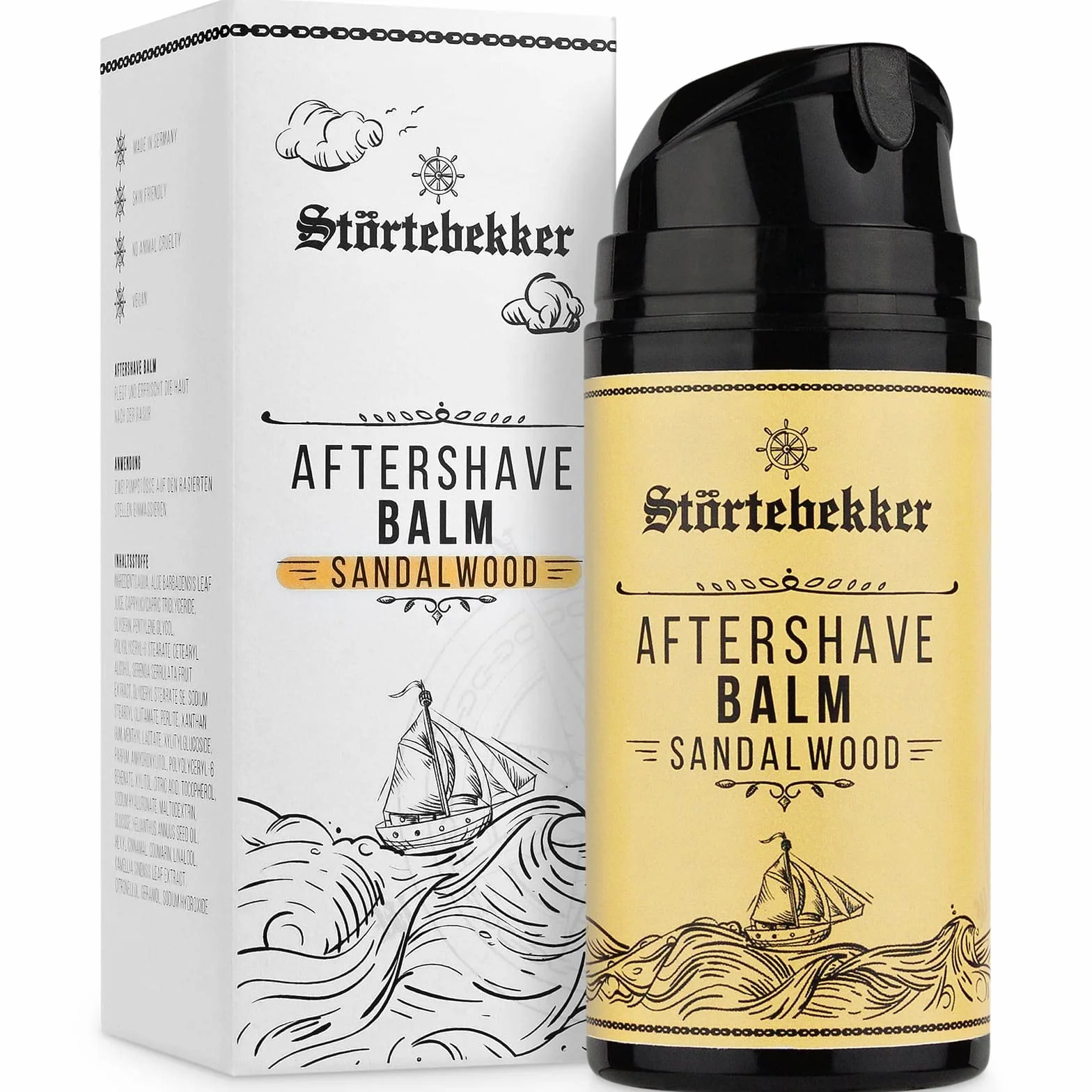 Störtebekker® Premium After Shave balsam dla mężczyzn (drzewo sandałowe) – zapobiega podrażnieniom skóry, oparzeniom po goleniu – przyjemny zapach – balsam po goleniu – wyprodukowano w Niemczech