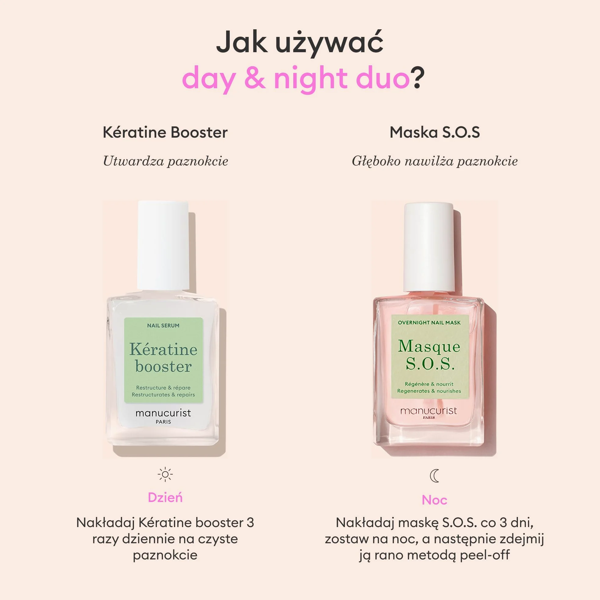 Manucurist Duo Dzień & Noc – Kuracja do Paznokci Zniszczonych i Osłabionych: Serum z Keratyną Roślinną + Nocna Maska – Ekspresowa Regeneracja i Wzmocnienie – Wegański Zestaw do Paznokci