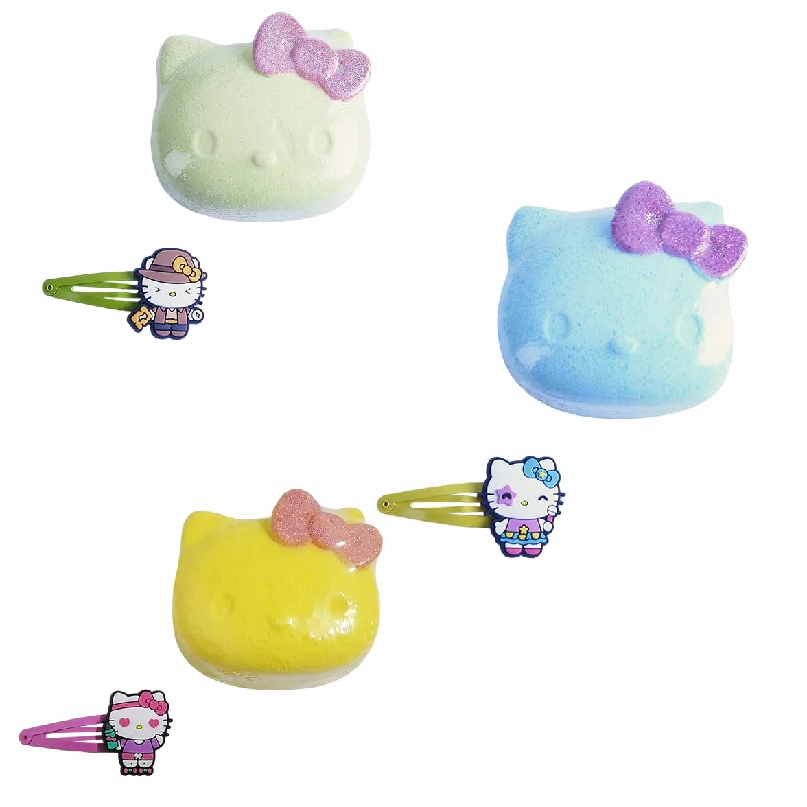 Sbabam FUNNY BOX Hello Kitty Bath Bomb, Bomby do kąpieli dla dzieci z niespodzianką, 3 sztuki, można znaleźć pierścionek, naszyjnik lub spinkę do włosów - Hello Kitty gadżety na prezent dla