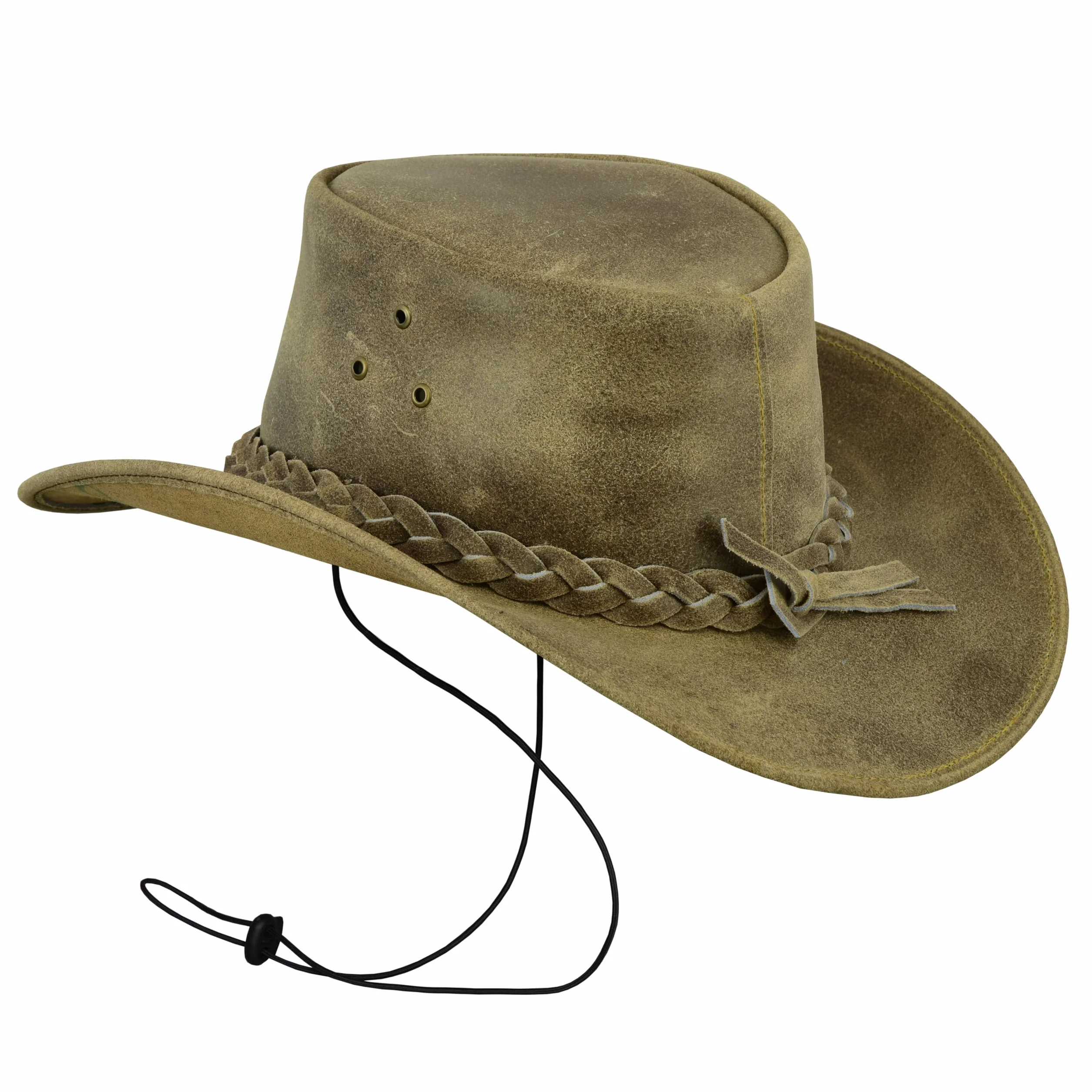 Kapelusz kowbojski Leatherick Oryginalna zamszowa skóra bydlęca w stylu australijskim Kapelusz ze skóry bydlęcej Western Outback